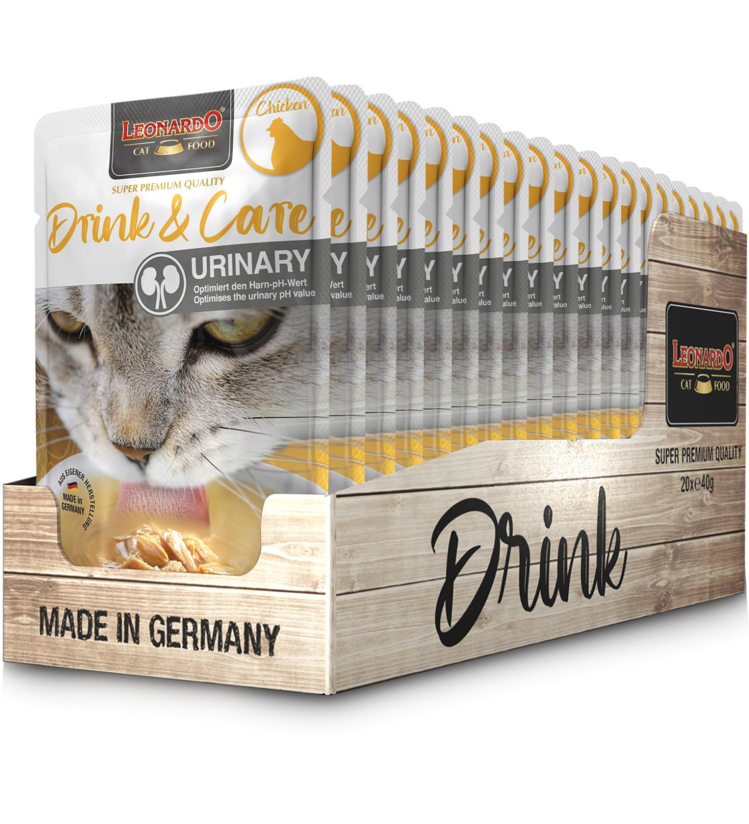 LEONARDO Drink & Care Urinary Chicken 20x 40g Delicious Drink for Cats for an optimised pH Value