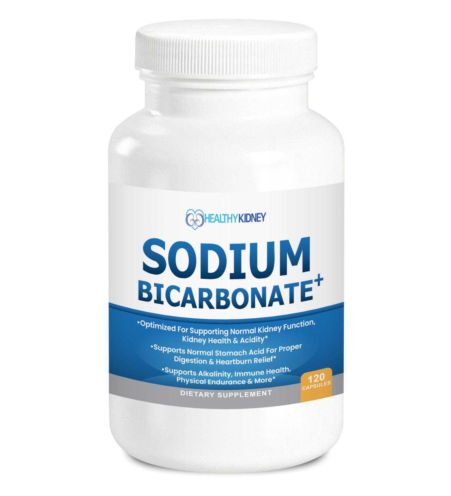 Organic Sodium Bicarbonate Capsules - Alkaline Support for Kidneys & Digestion Immune Boosting Superfoods - 120 Fast-Acting Antacid Caps - Buy Online on GoSupps.com