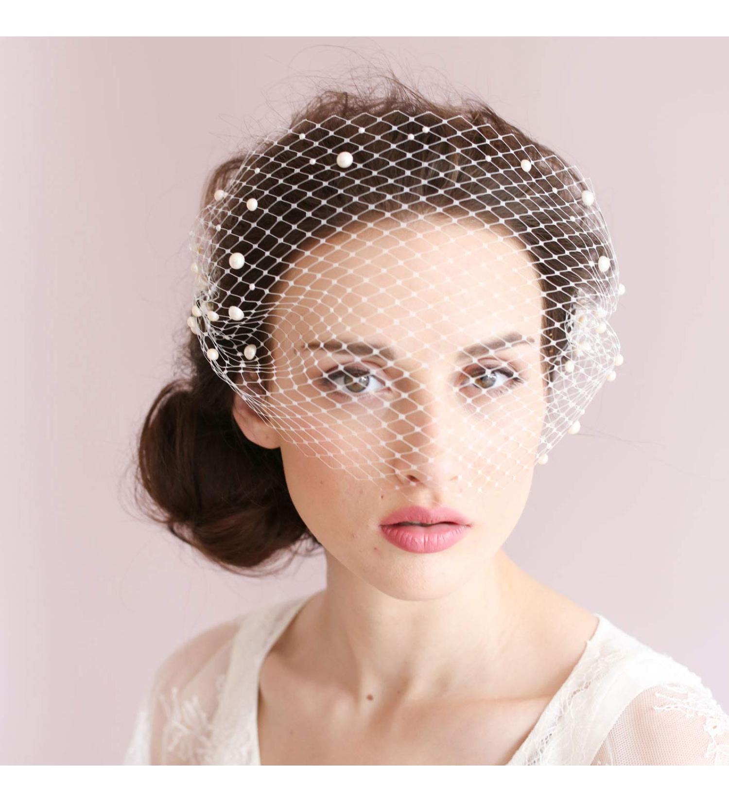 Elegant Beryuan Ladies Fascinator with Veil & Pearls | Bridal Hair Comb & Party Headgear (White) - Buy Online on GoSupps.com