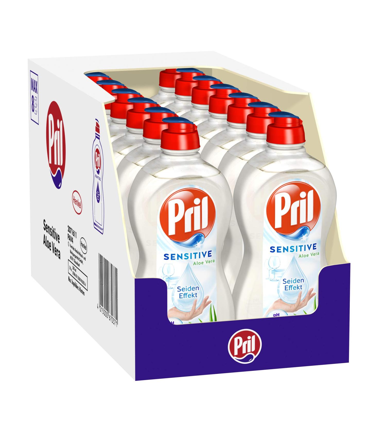 Pril Sensitive Aloe Vera Dishwashing Liquid (14 x 500 ml) - pH Skin-Neutral with Silk Effect | Buy Online Worldwide - Buy Online on GoSupps.com