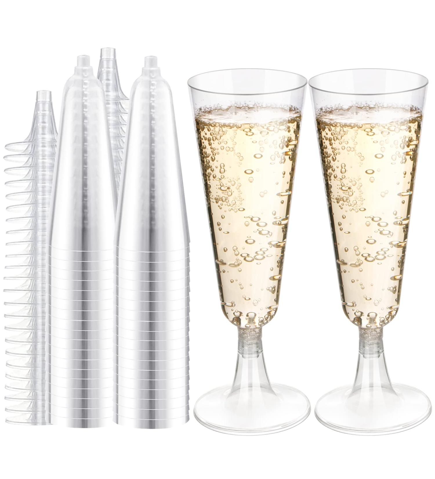 150 Clear Disposable Plastic Champagne Flutes - 5.5 Oz - Wedding Party Toasting Glasses - Buy Online on GoSupps.com
