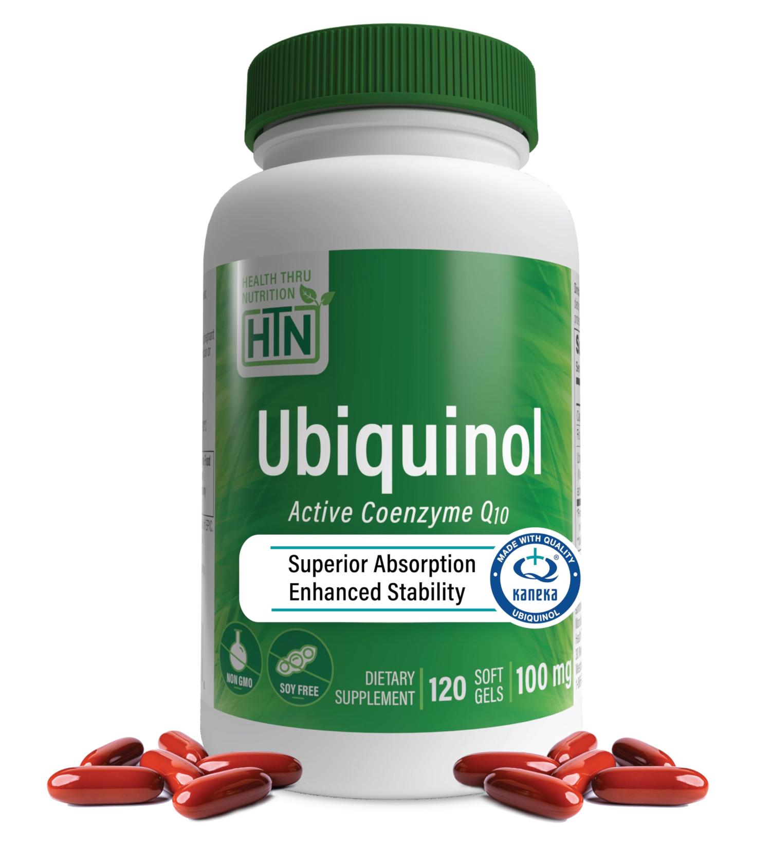 Health Thru Nutrition Ubiquinol 100mg - Kaneka QH CoQ-10 Softgels | Enhanced Bioavailability | 3rd Party Tested | Non-GMO | Cardiovascular & Mitochondria Support - 120 Count - Buy Online on GoSupps.com