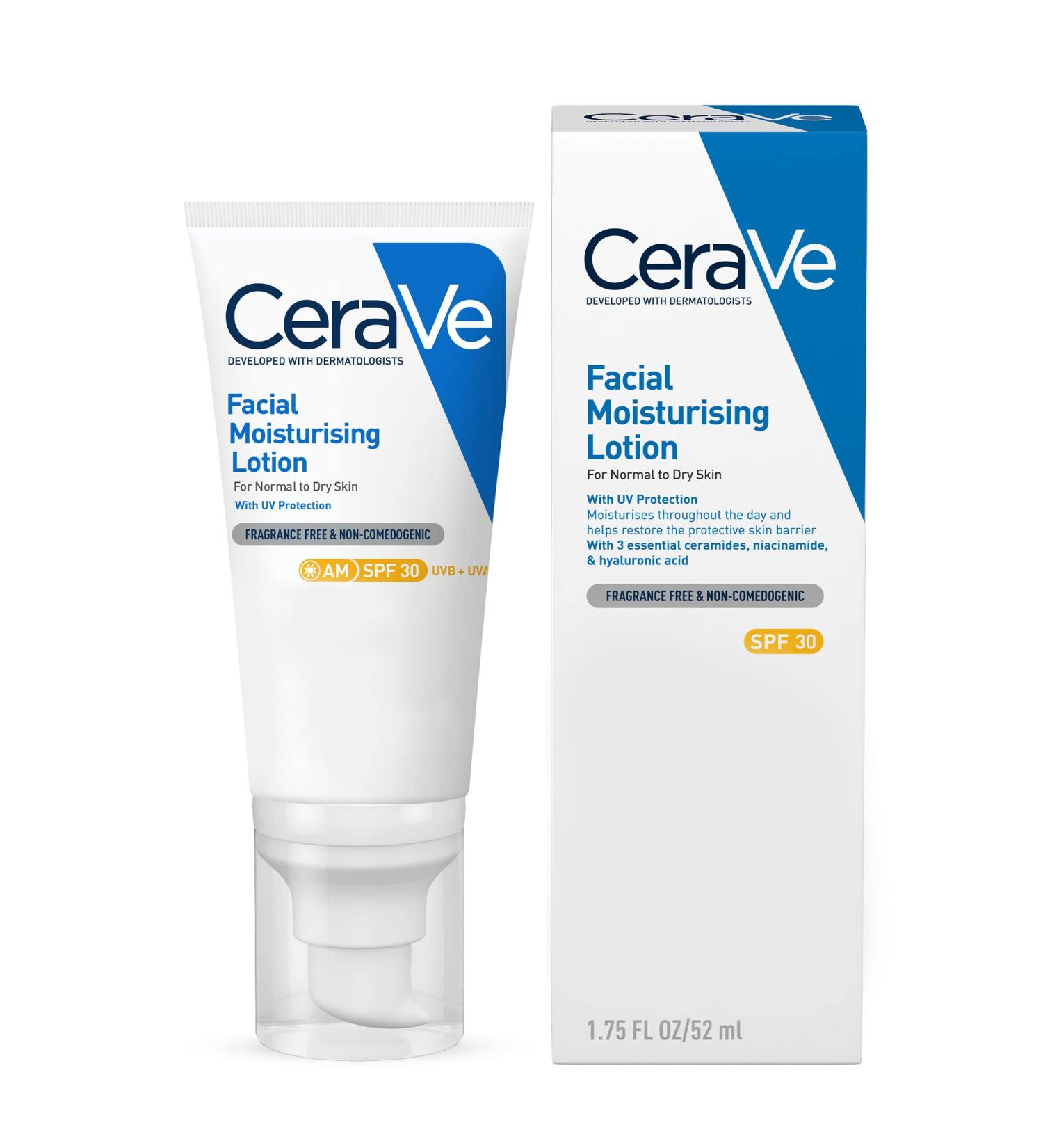 CeraVe AM Facial Moisturising Lotion SPF30 for Normal to Dry Skin - 52ml - Buy Online on GoSupps.com