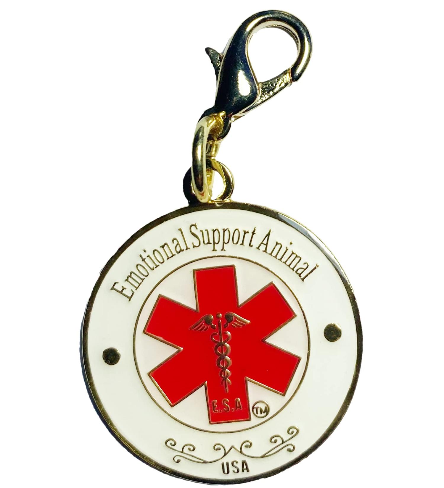 Gold Plated Double Sided E.S.A Dog Cat Tag | Emotional Support Animal Collar Charm in Red - Buy Online on GoSupps.com