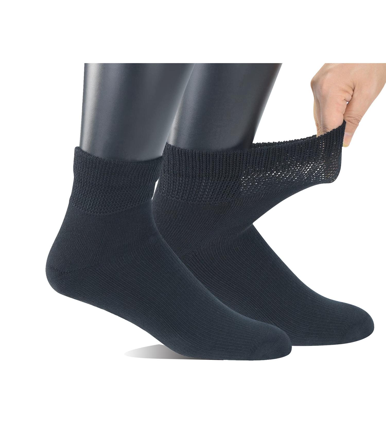 Yomandamor Men's Seamless Diabetic Compression Socks - 5 Pairs, Black, Size 10-13 - Buy Online on GoSupps.com