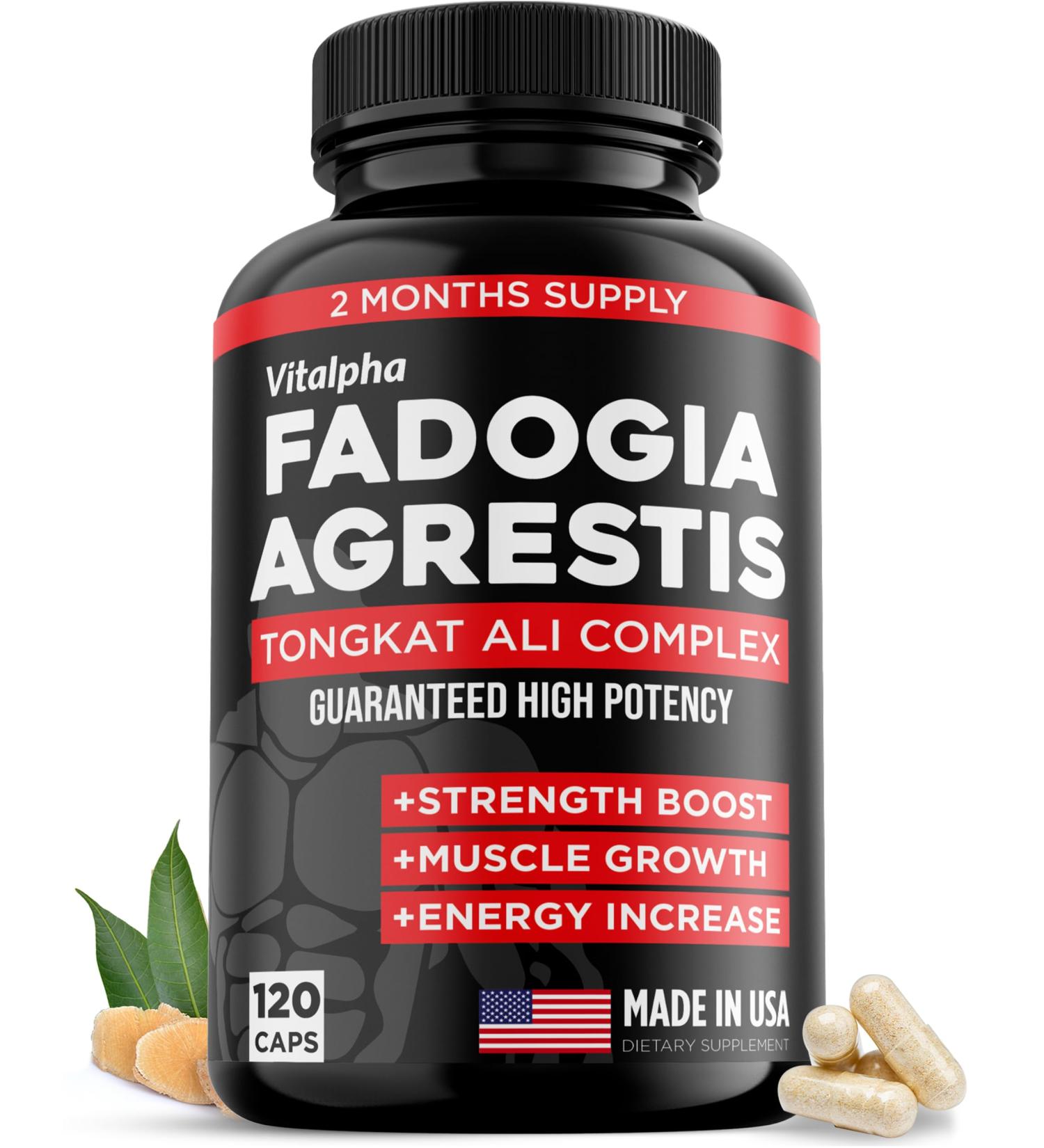 600mg Fadogia Agrestis & 400mg Tongkat Ali - Maximum Strength Supplement for Muscle & Athletic Performance - 120 V-Caps - Buy Online on GoSupps.com
