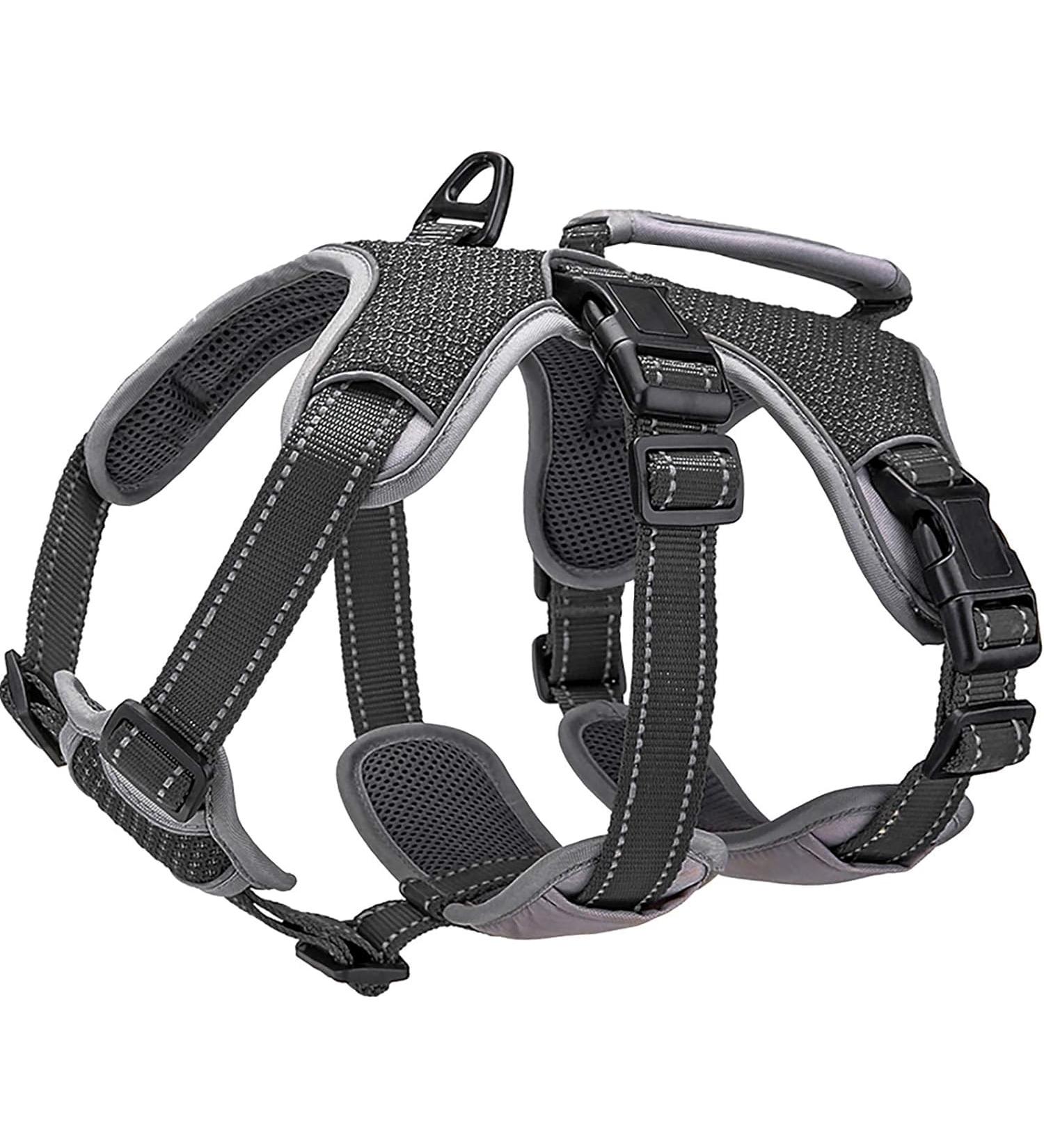 Belpro Multi-Purpose Dog Harness - No Pull Reflective Adjustable Vest for Large Dogs - Durable Handle & Dog Dishes (1 Pack Black) - Buy Online on GoSupps.com