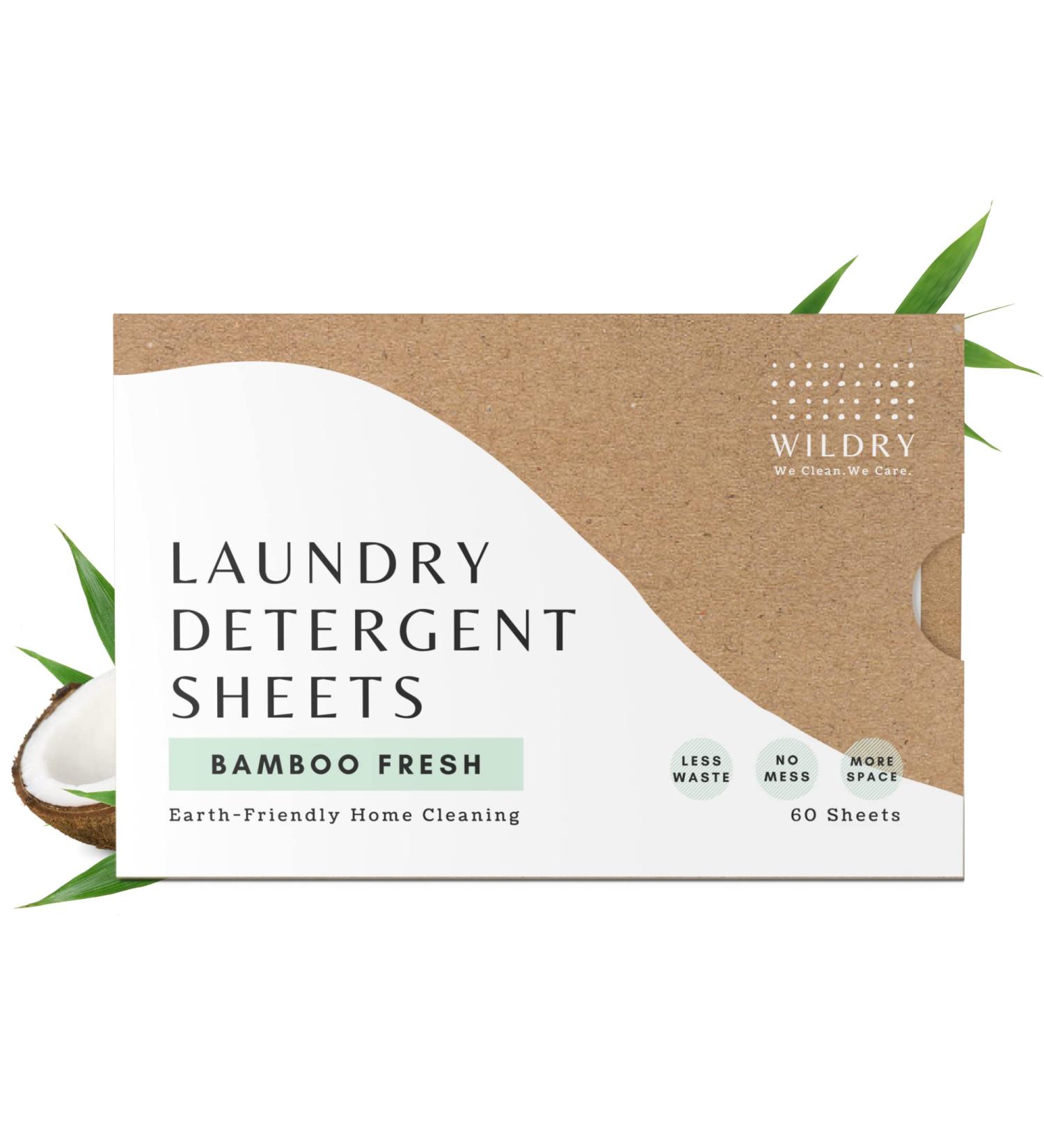 Liquidless Laundry Detergent Sheets - Eco-friendly Bamboo Fresh Scent | 60 Sheets 100% Plastic-free Biodegradable & Hypoallergenic - Buy Online on GoSupps.com