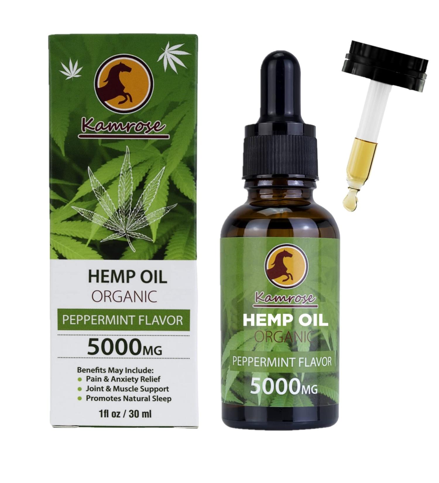 Organic Hemp Seed Oil - High Strength Formula 5000mg/30ML | Vegan Ingredients | Omega 3-6-9 | Vitamins & Fatty Acids - Buy Online on GoSupps.com