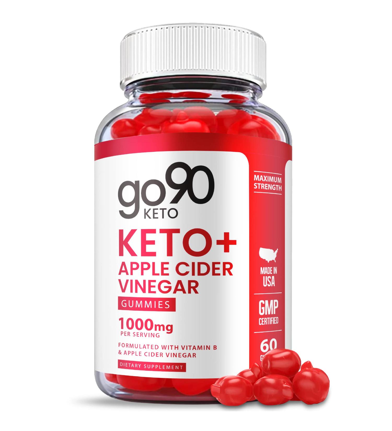 Go90 Keto Gummies - Vegan Formula with ACV, Vitamin B12 & Pomegranate Juice - 60 Gummies for Weight Loss - Shark Tank Approved - Buy Online on GoSupps.com