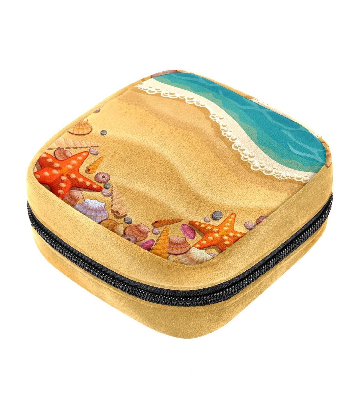 Shells on Beach Women's Napkin Storage Bag | Portable Menstrual Cup & Breastfeeding Holder for Girls & Teens - Buy Online on GoSupps.com
