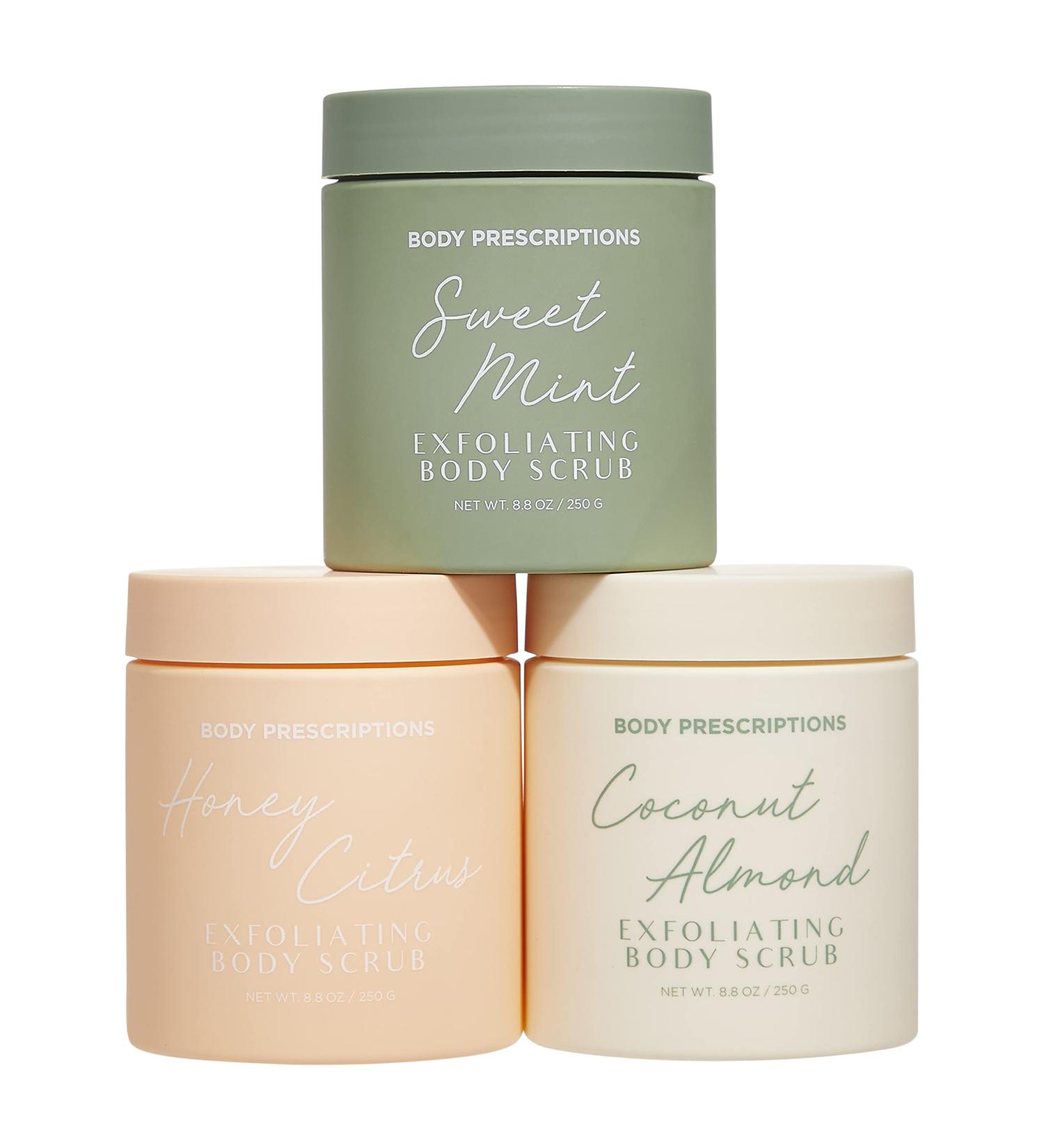 Body Prescriptions Exfoliating Body Scrub Body Cleanser for Nourished, Ultra-Smooth Skin, Honey Citrus, Coconut Almond, and Sweet Mint - Buy Online on GoSupps.com