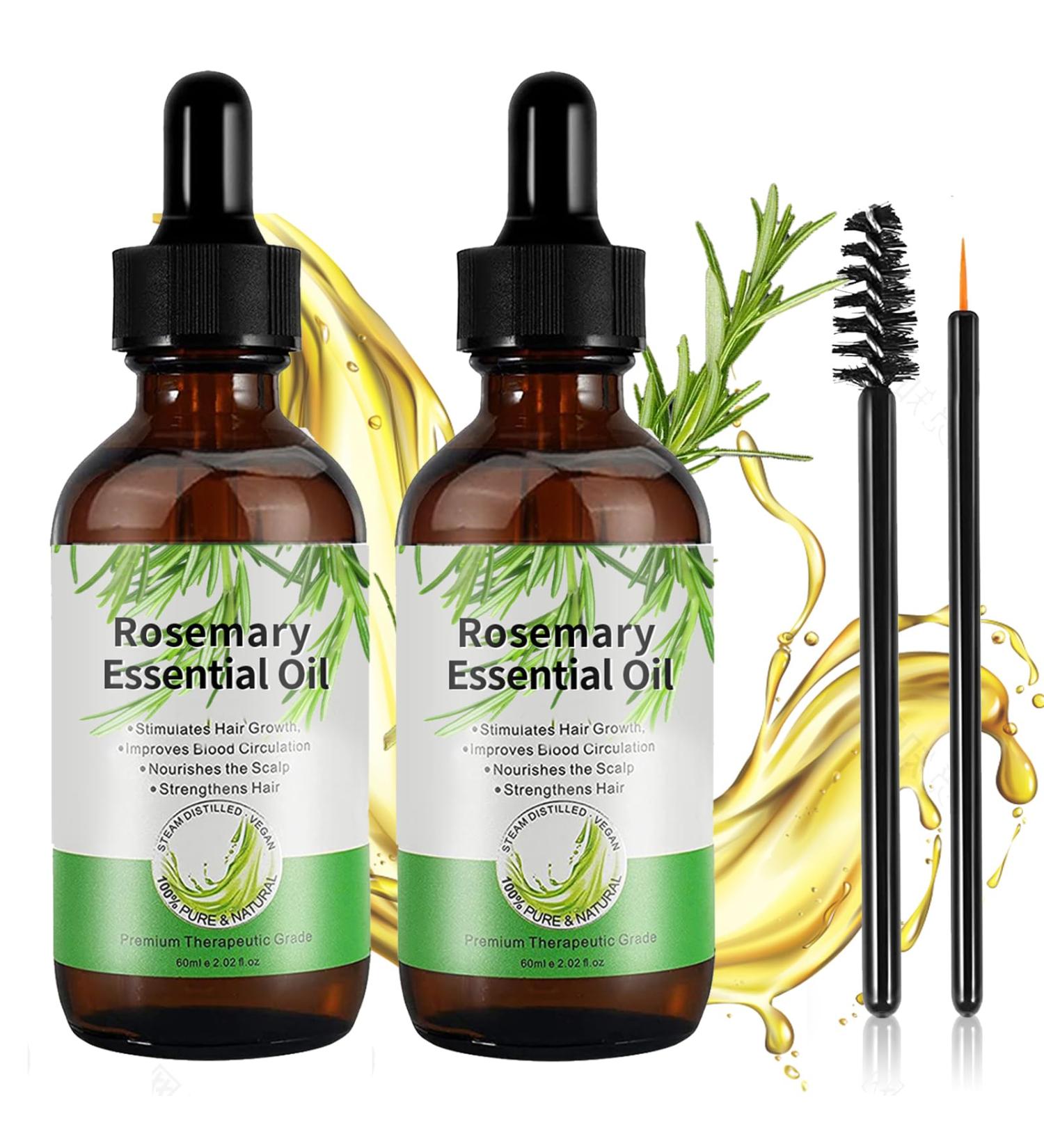 Huile de romarin pour la croissance des cheveux renforce les cheveux nourrit le cuir chevelu 2 x 60 ml - Buy Online on GoSupps.com