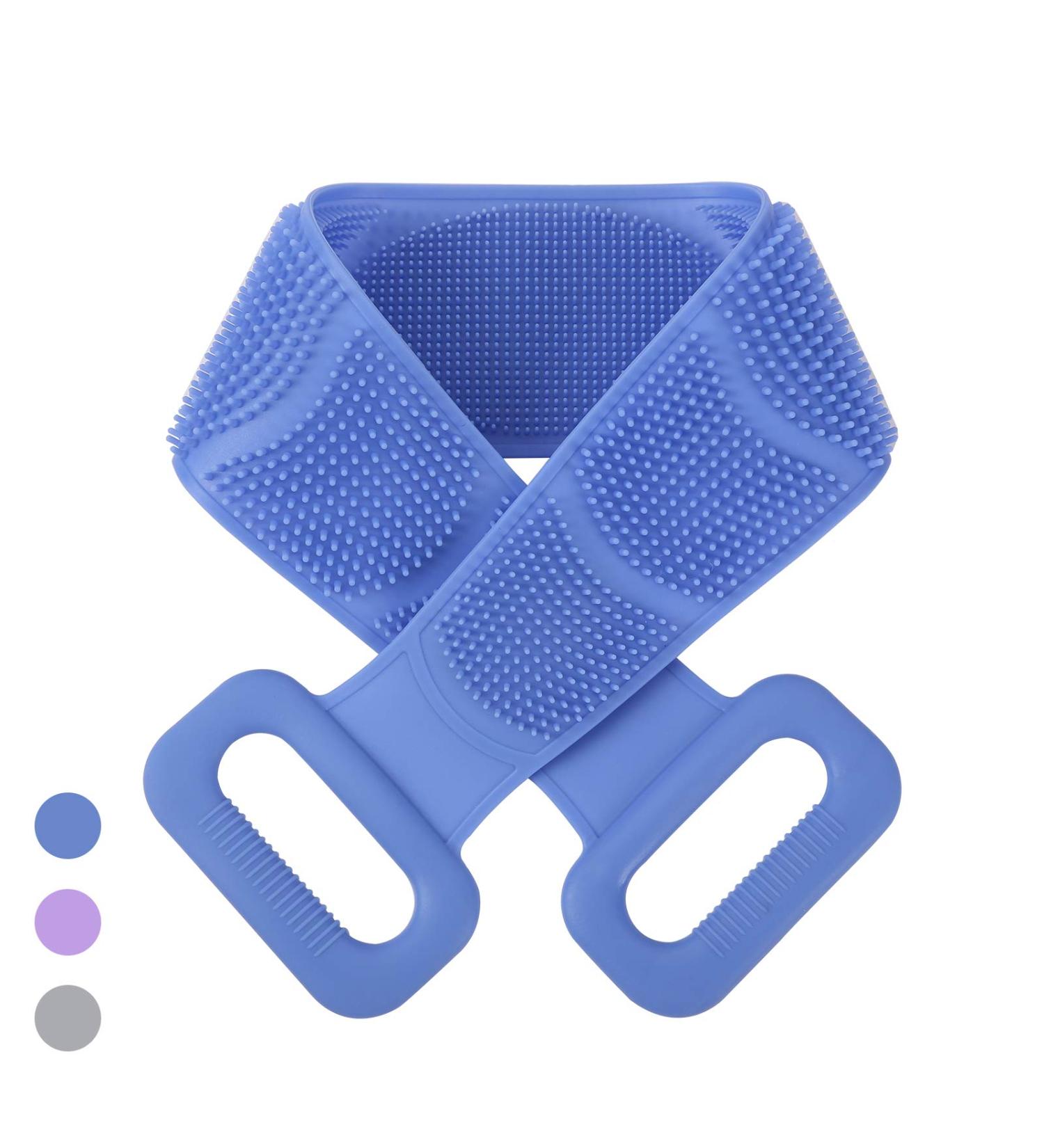Silicone Back Scrubber for Shower - Long Bath Body Brush for Exfoliation and Hygiene (Blue) - Buy Online on GoSupps.com