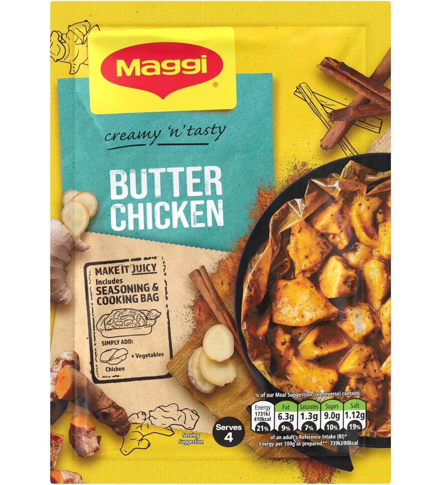Maggi So Juicy Butter Chicken Recipe Mix 46g - Authentic Indian Flavors - Buy Online on GoSupps.com