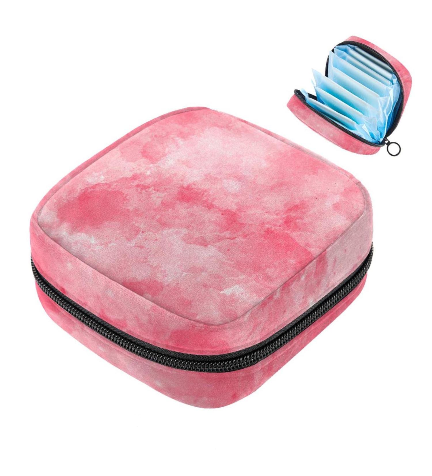 Menstruation Pad Bag with Zipper | Women's Napkin & Tampons Bag | Watercolor Design | Color 9 | Stylish & Functional Collective Bag for Girls - Buy Online on GoSupps.com
