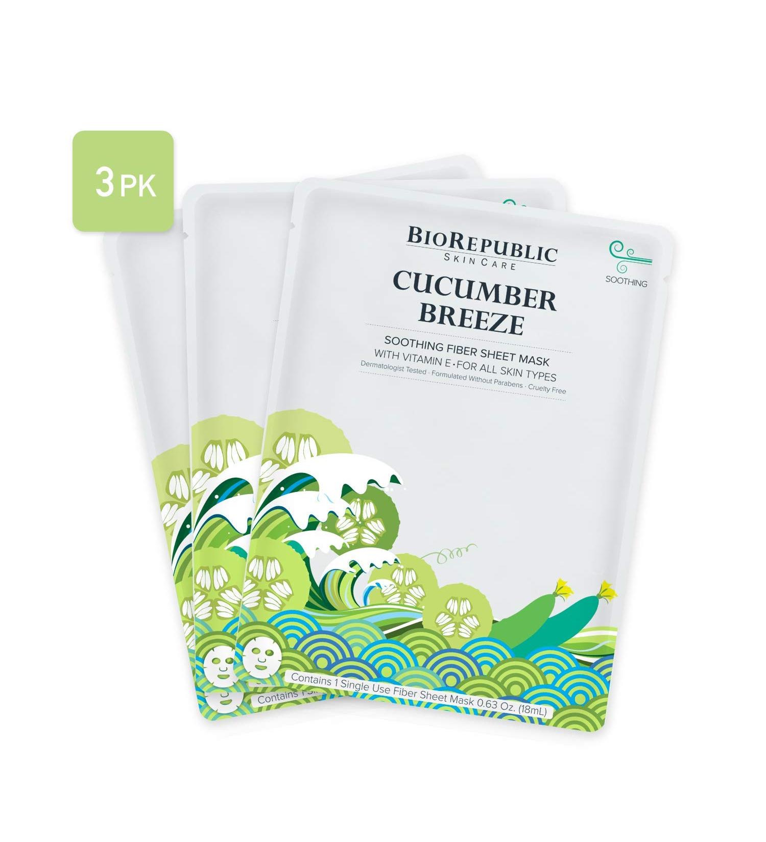 BioRepublic Cucumber Breeze Soothing Sheet Mask - 1 Pack (0.63 oz) for Glowing Skin - Buy Online on GoSupps.com