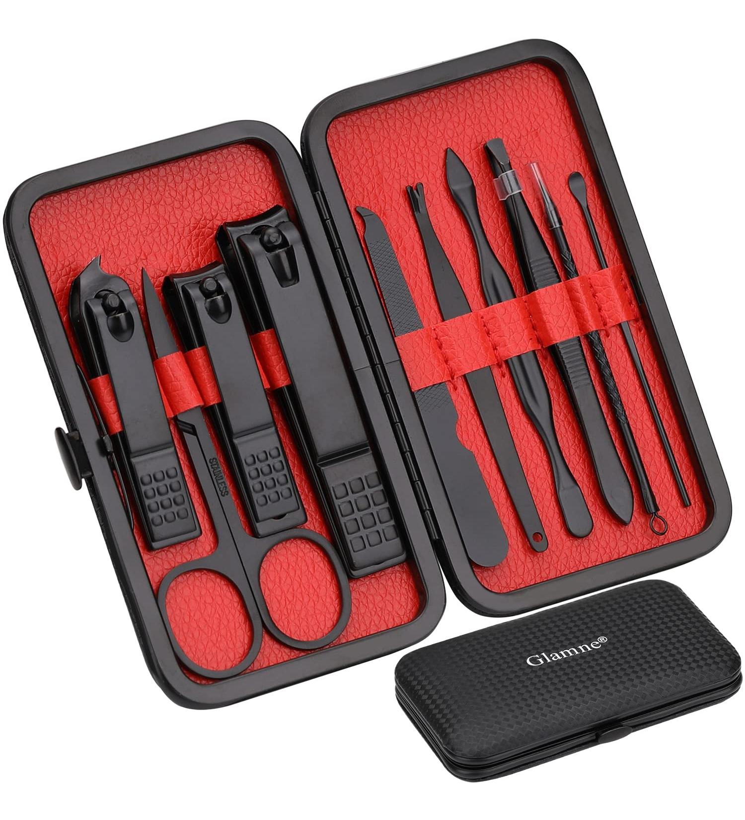 Professional 10-Piece Manicure Set - Stainless Steel Nail Clippers & Tools in Leather Case - Buy Online on GoSupps.com