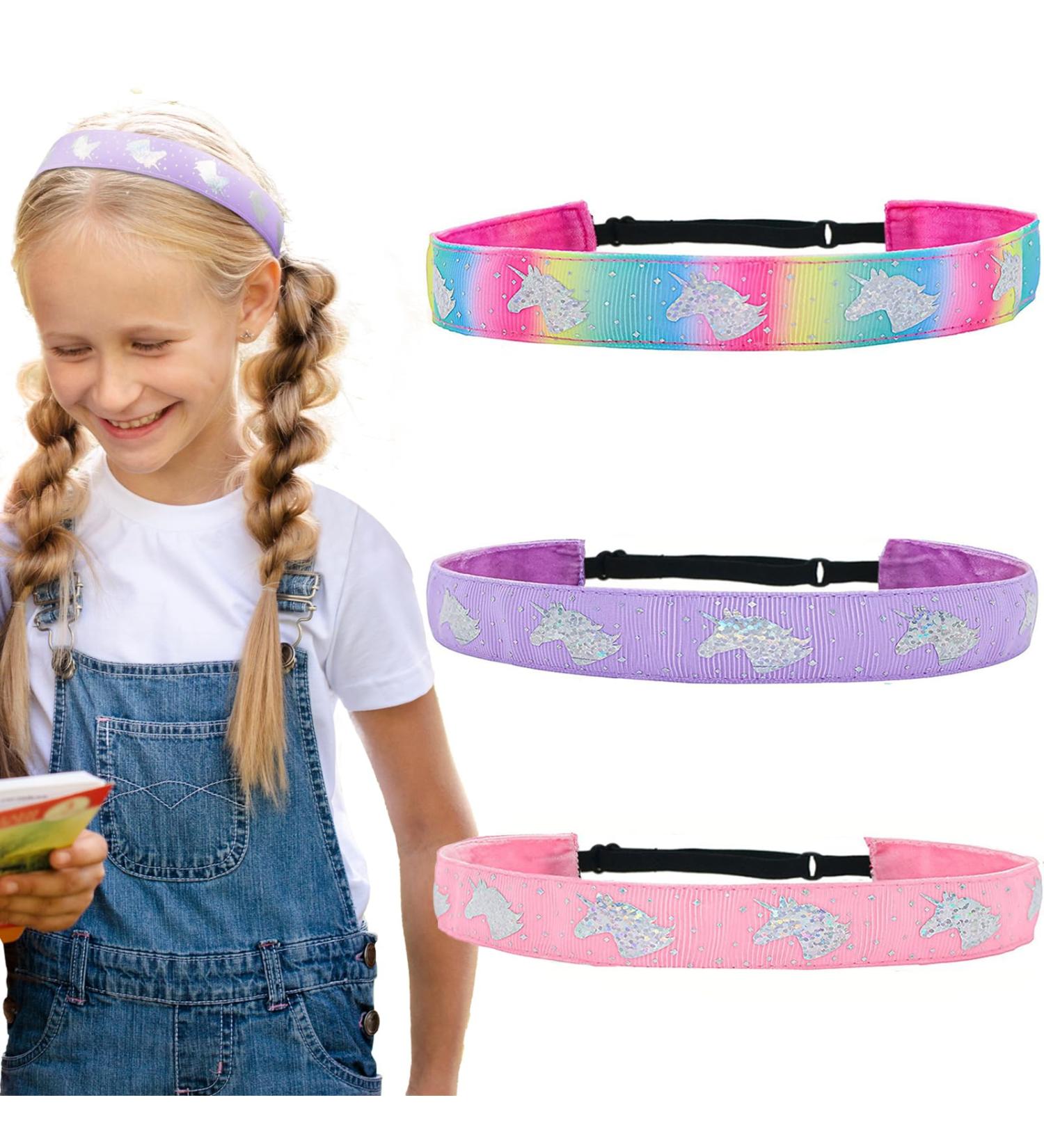 Bellisia Unicorn Elastic Headbands for Girls Kids Teen Cute Non Slip Hairbands Wide Head Bands Stretchy Sports Hairband for Yoga Adjustable Hair Band Hair Accessories - Buy Online on GoSupps.com