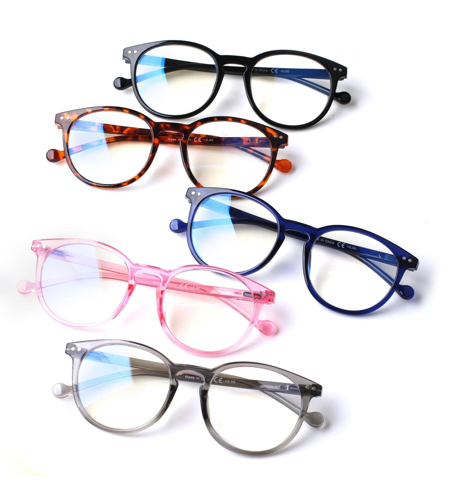 Buy Kerecsen 5 Pack Reading Glasses for Men & Women - Large Frame Round Readers with Spring Hinges - 2.25x Magnification - Stylish Mixed Colors - Buy Online on GoSupps.com