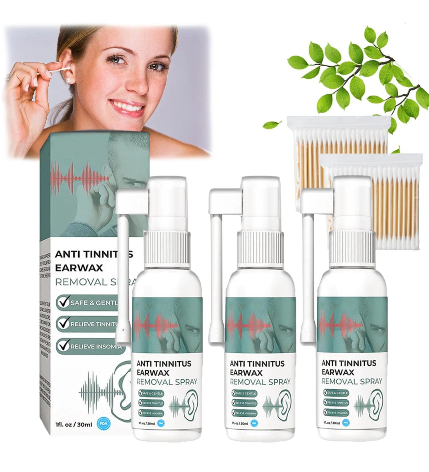 Anti Tinnitus Earwax Removal Spray - 3PC Set for Ear Wax Softening & Cochlear Blockage Relief - Buy Online on GoSupps.com