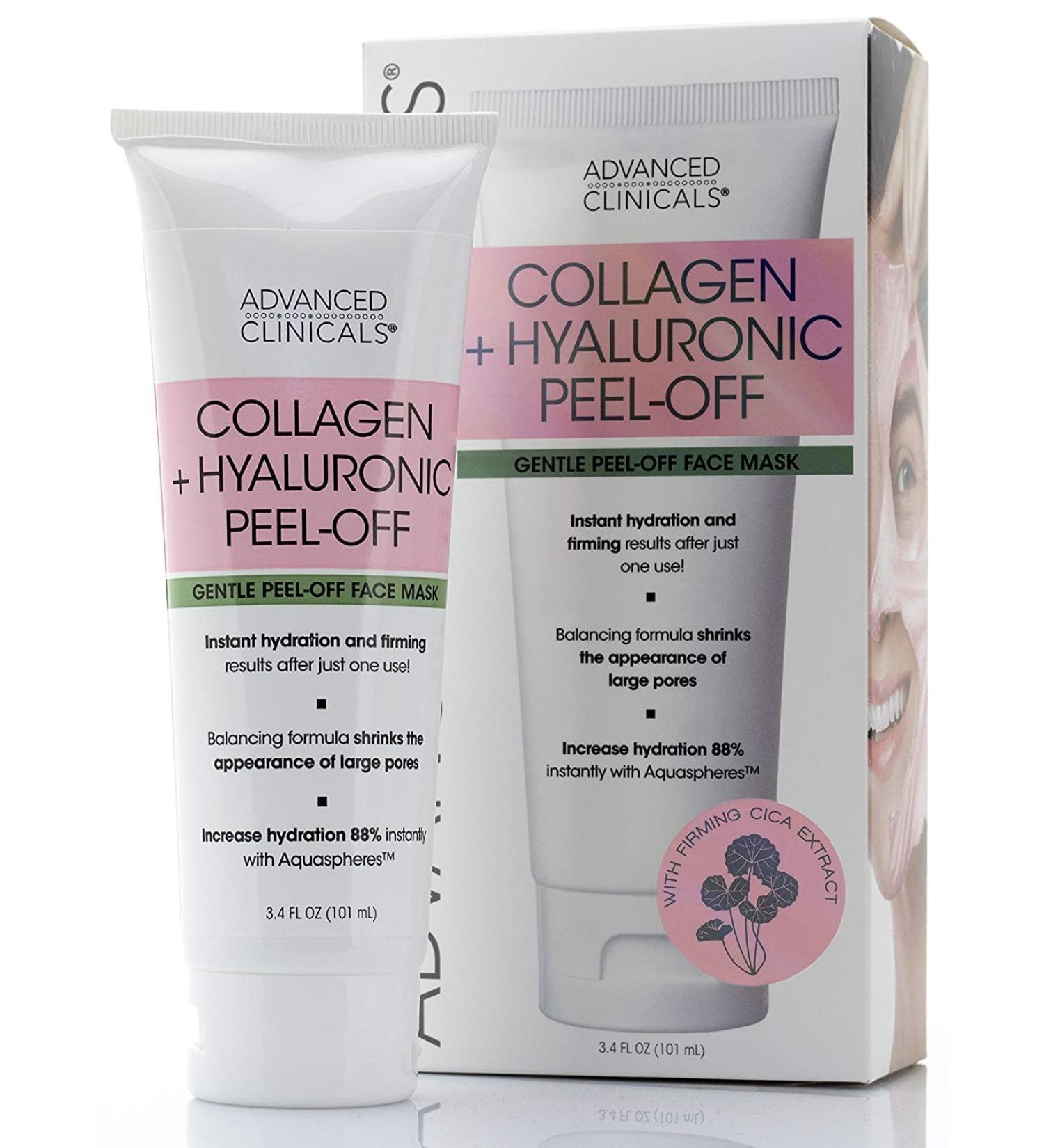 Advanced Clinicals Collagen + Hyaluronic Acid Anti-Aging Peel-Off Face Mask - Hydrating, Tightening & Firming - Vegan Formula for Smooth Wrinkles, Pores & Even Skin Tone - 3.4 Fl Oz - Buy Online on GoSupps.com