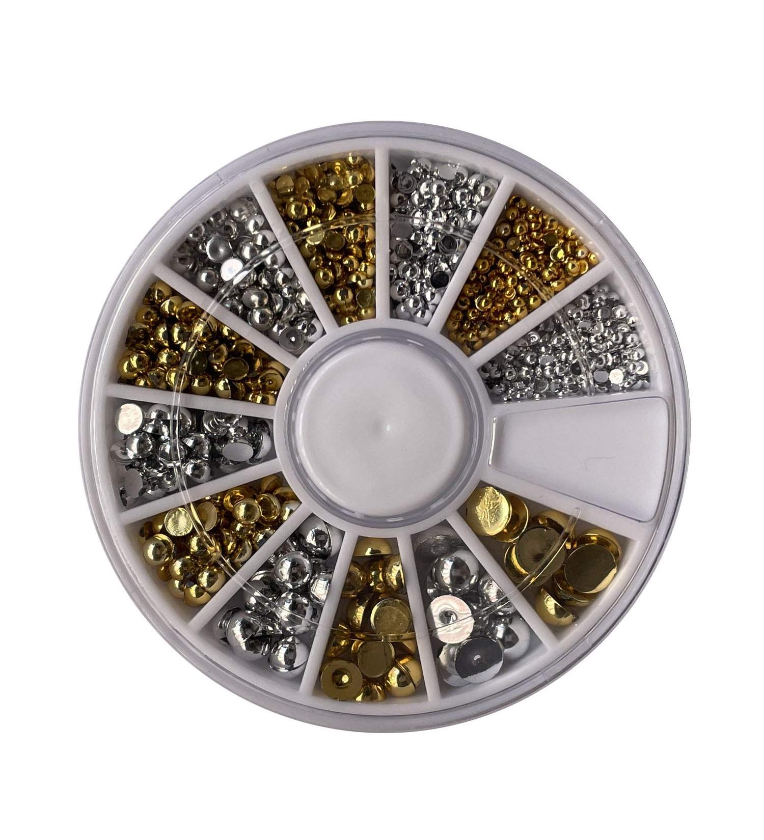 Forten 500pcs Mixed Silver Punk Half Round Rhinestones & Pearls Nail Art Decoration Kit - Buy Online on GoSupps.com