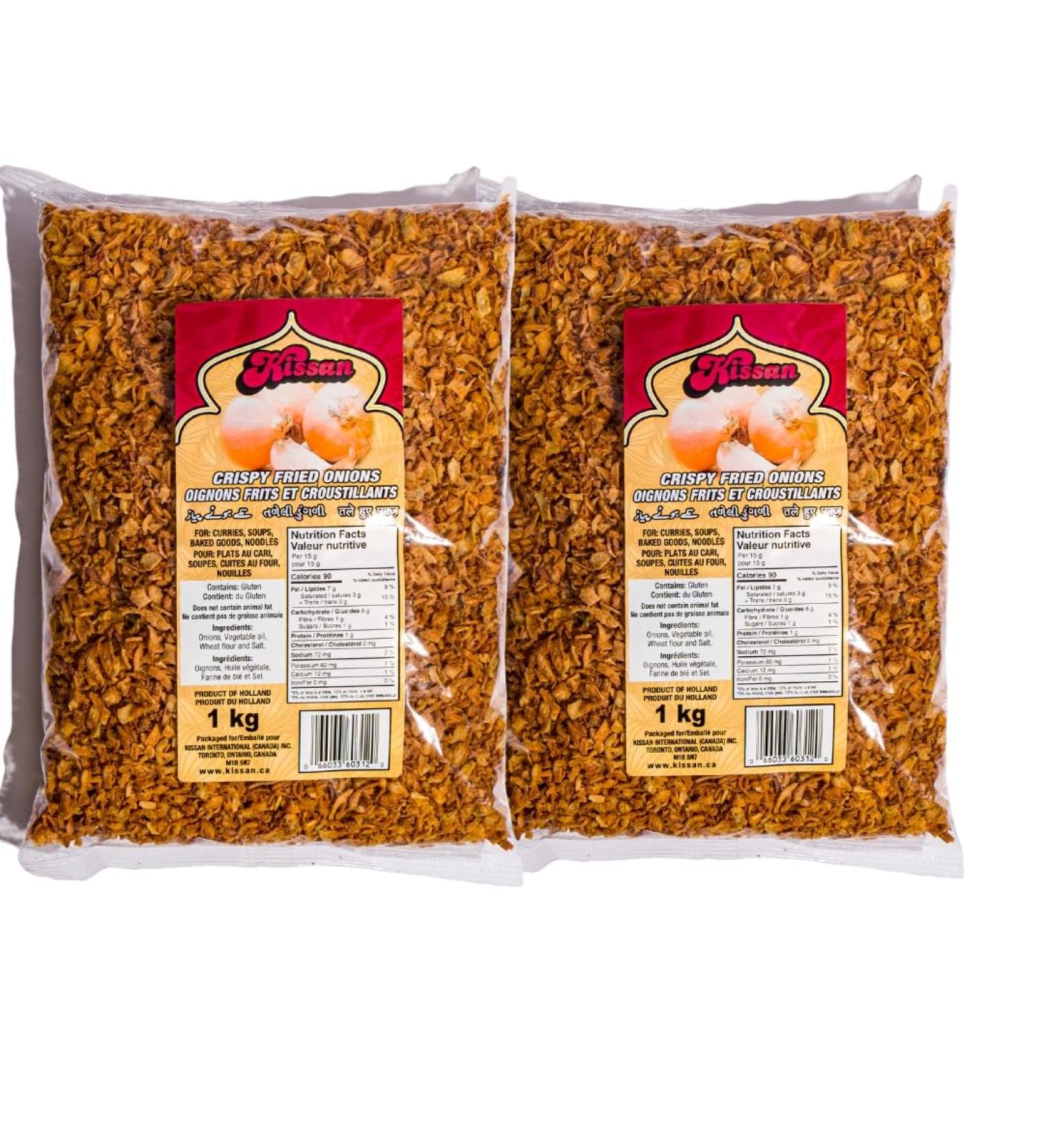 Kissan Crispy Fried Onions 1 Kilogram - 2 Pack - Great for Crunchy Toppings for Cooked Dishes Soups Burgers Casseroles - Buy Online on GoSupps.com