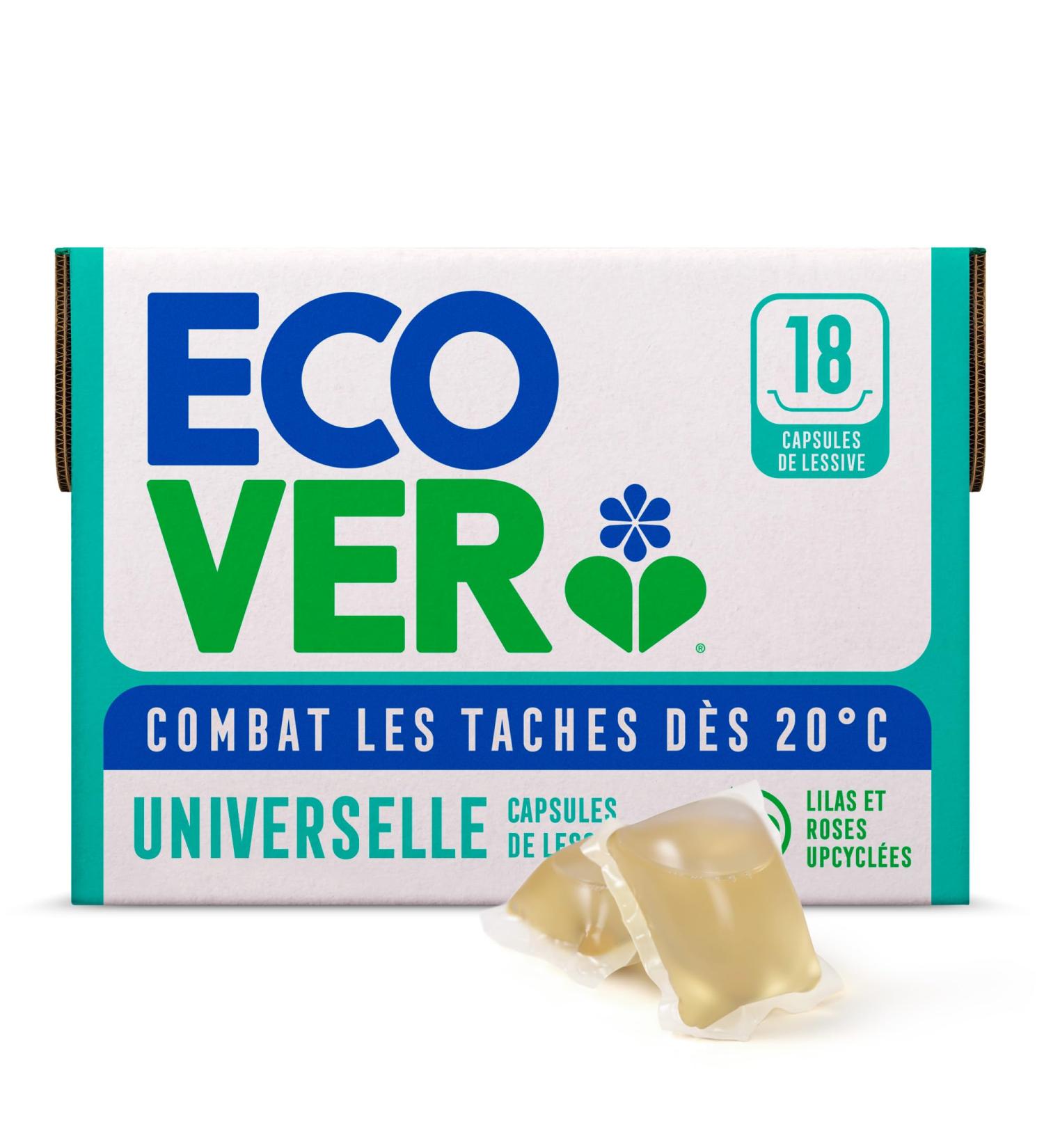 Ecover Universal Capsule Laundry Detergent Liquid Laundry Detergent in Capsules Fights Stains from 20 Degrees Lilac & Rose Scent 18 Washes - Buy Online on GoSupps.com