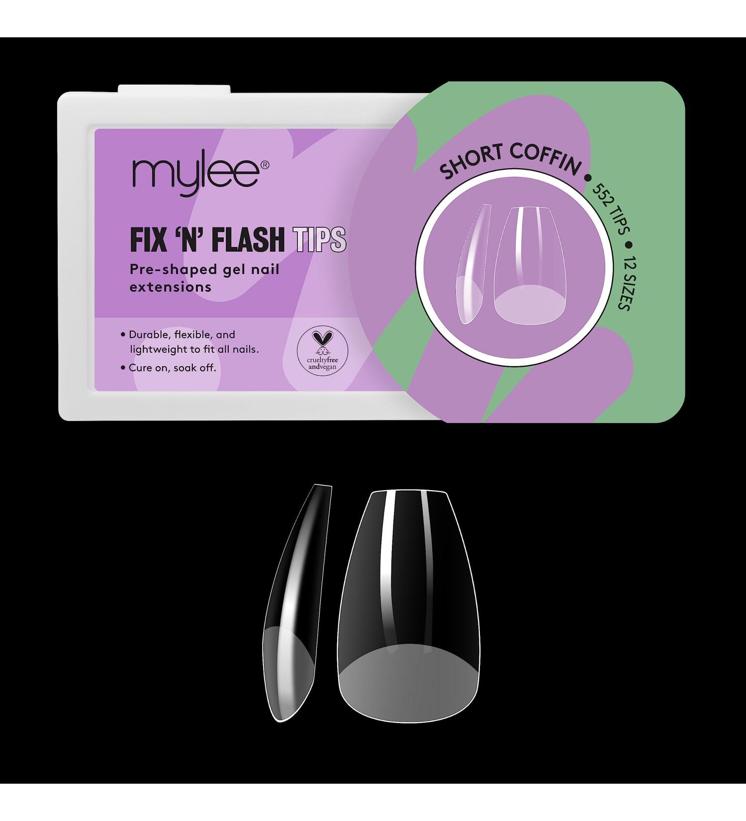 Mylee Fix N Flash Soft Gel Tips - Short Coffin - 552 PCS | Full Cover Nail Extensions | Flexible & Resistant | 12 Sizes | Nail Art Gel - Buy Online on GoSupps.com