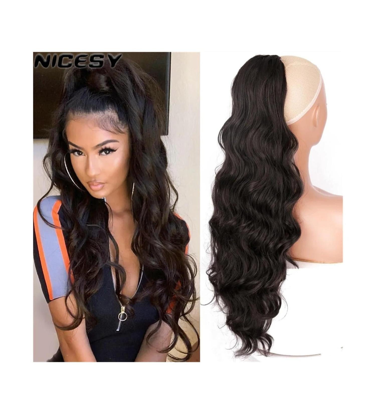 Ponytail Extensions Body Wavy Ponytail Extension for Women Synthetic Drawstring Ponytail Hairpiece 26inch Long Wave Curly Ponytail Extension Instant Clip Hair Ponytail for Women (Color : 2 Size : 2 26inches 2 - Buy Online on GoSupps.com