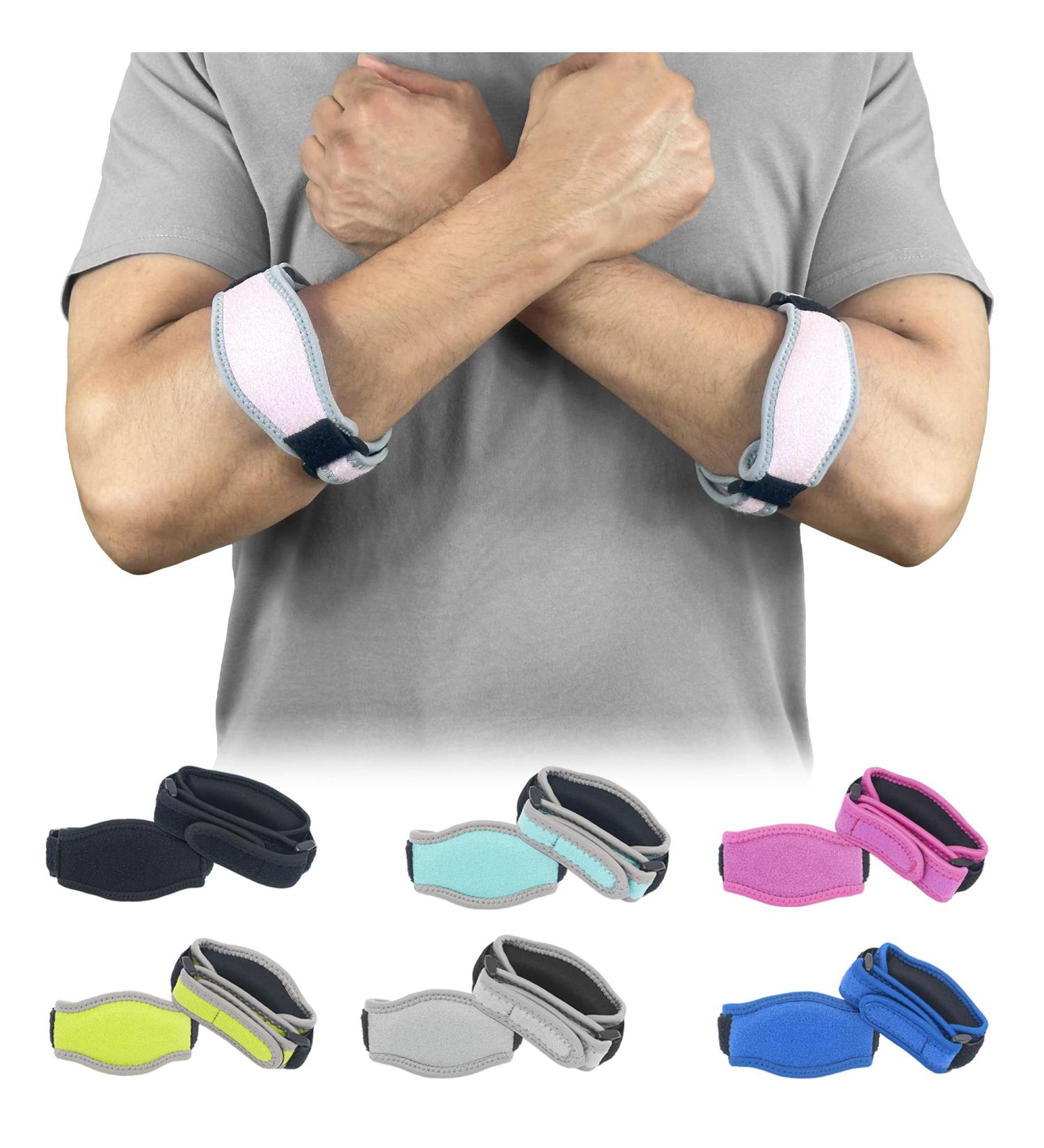 360 RELIEF Tennis & Golfers Elbow Support Brace - Adjustable Strap for Men & Women | Pain Relief for Tendonitis, Arthritis | 1 Pair Light Pink | Includes Mesh Laundry Bag - Buy Online on GoSupps.com