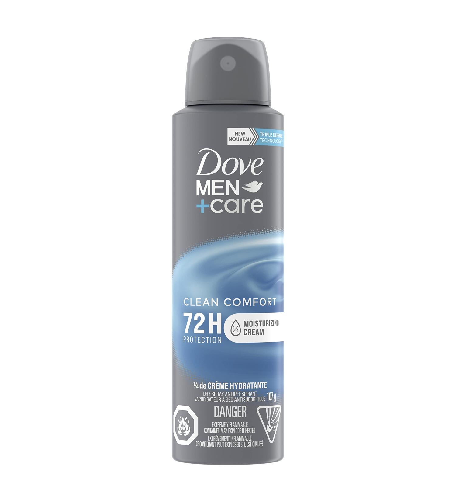 Dove Men+Care Dry Spray Antiperspirant Deodorant for 72H Sweat & Odour Protection Clean Comfort with Triple Defense Technology 107 g - Buy Online on GoSupps.com