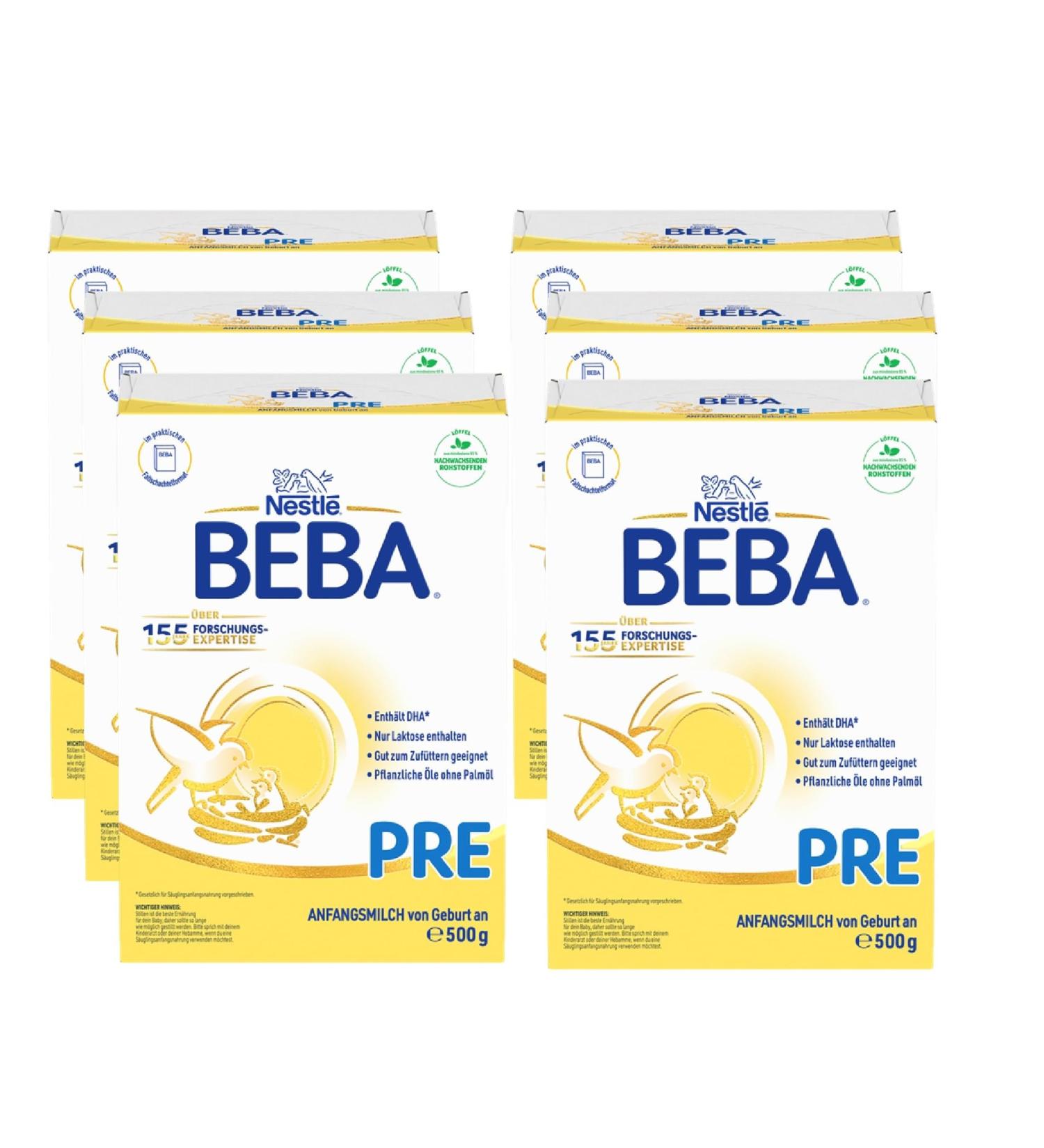 Buy Nestl BEBA PRE Infant Milk - Premium Infant Formula from Birth Pack of 6 (6 x 500g) for International Shipping - Buy Online on GoSupps.com