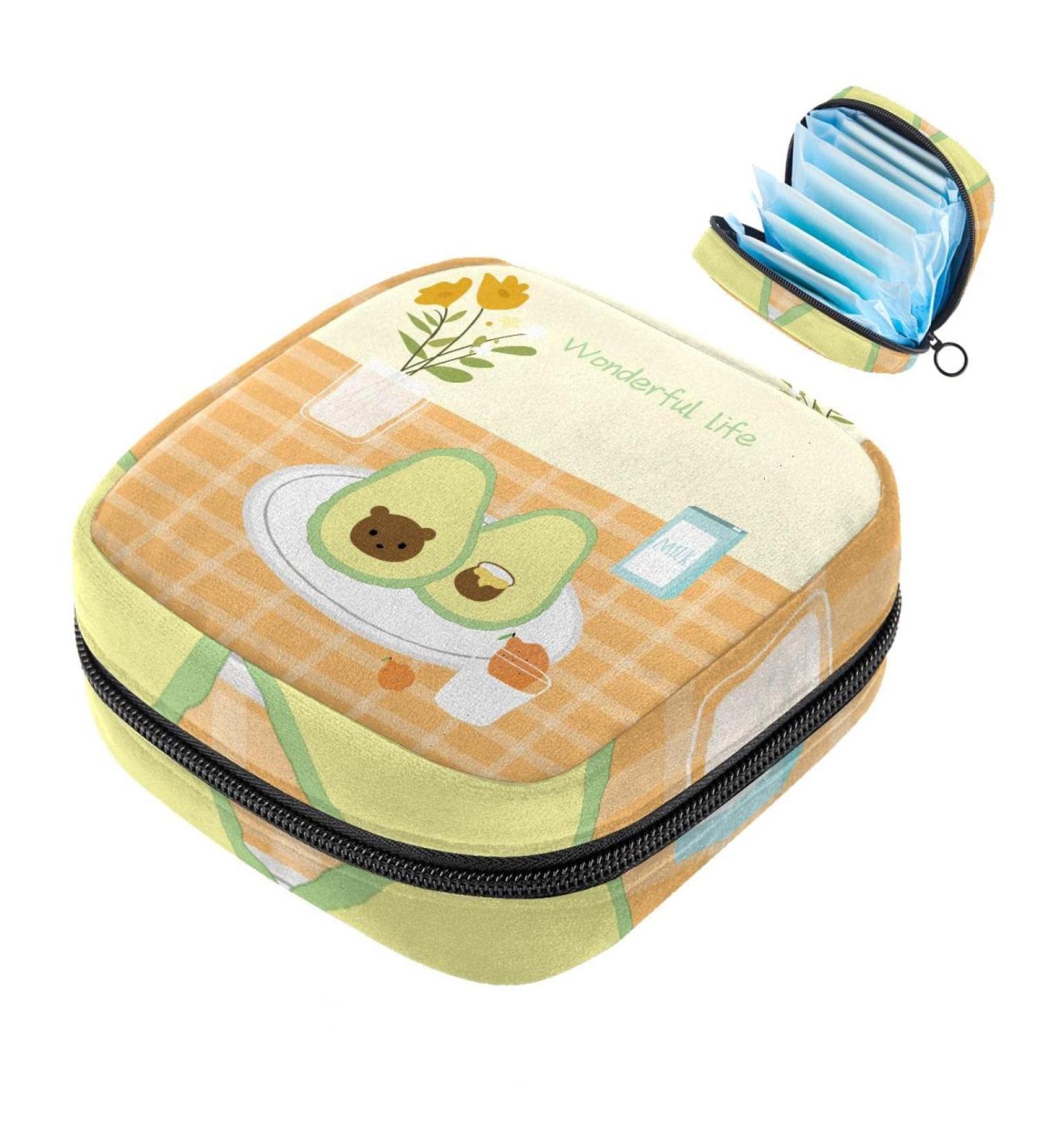 Buy Avocado Orange Tie Storage Bag for Women | Portable Period Pocket & Menstrual Cup Holder - Stylish & Practical - Buy Online on GoSupps.com