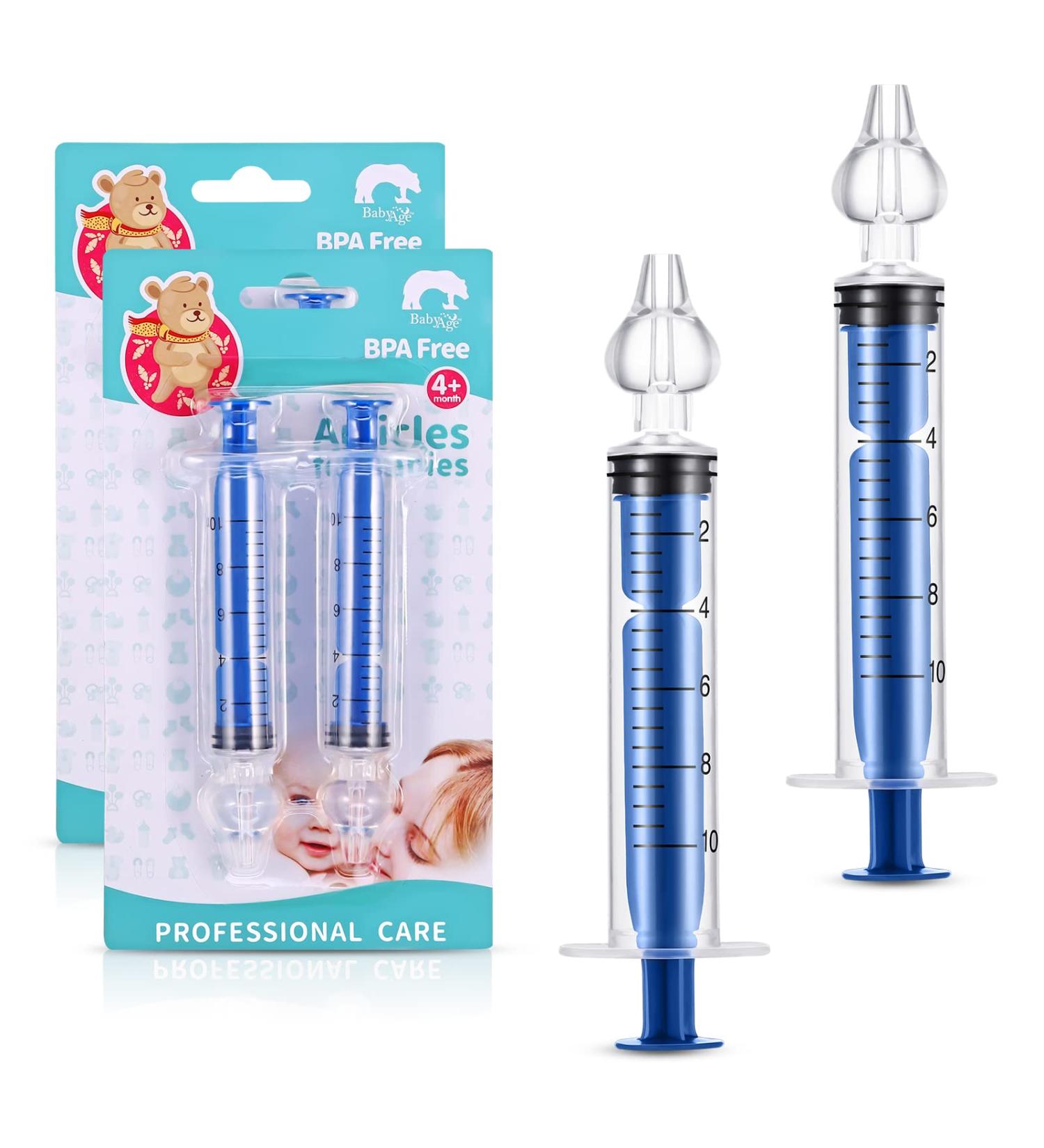 Baby Nose Syringe - 10ml Professional Nasal Irrigator for Safe Nasal Cleansing (2pcs Blue) - Buy Online on GoSupps.com