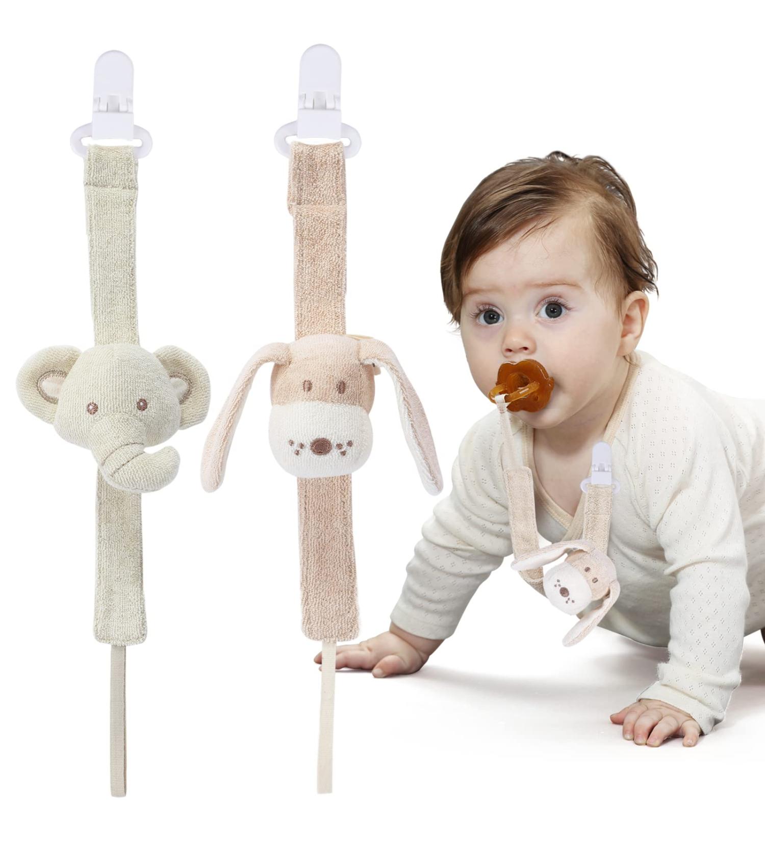 2-Pack Organic Cotton Pacifier Chain - Universal Pacifier Strap for Babies & Pets | Safe for 0-36 Months - Buy Online on GoSupps.com