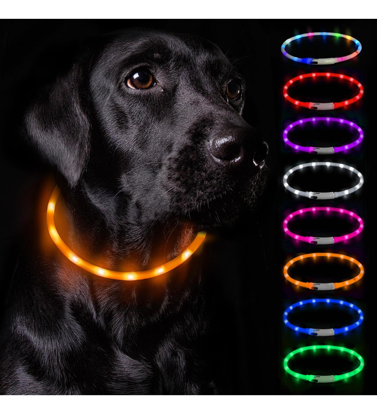 Nepfaivy Luminous Hand Hund USB Charging Dog Collar Waterproof LED Collar with Adjustable Length & 3 Safety Lighting Modes Orange Silicone for Dogs - Buy Online on GoSupps.com