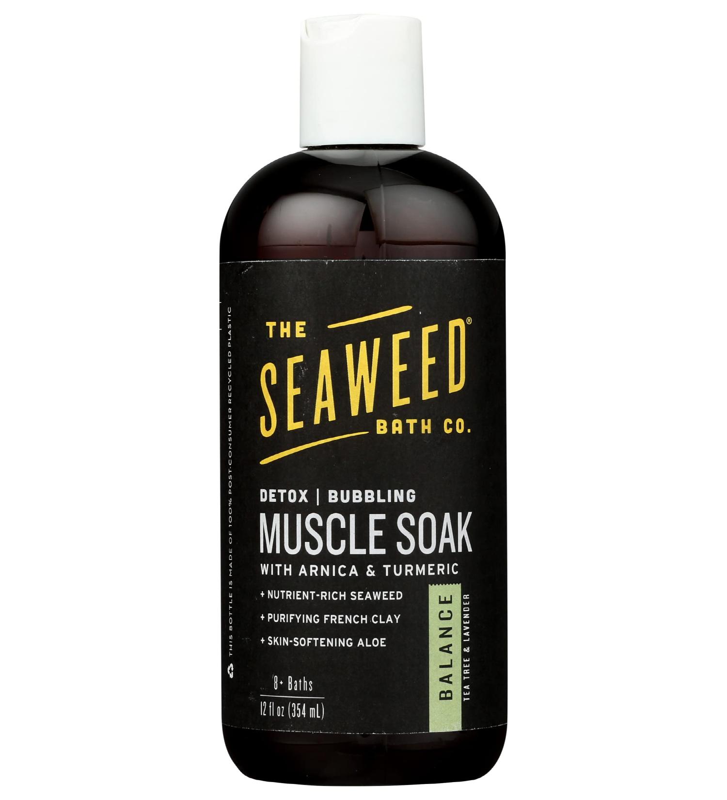 The Seaweed Bath Co. Detox Bubbling Muscle Soak  Balance Tea Tree & Lavender Scent  Nutrient-Rich Bladderwrack Seaweed  Vegan  Paraben Free  12 Fl Oz (Pack of 1)