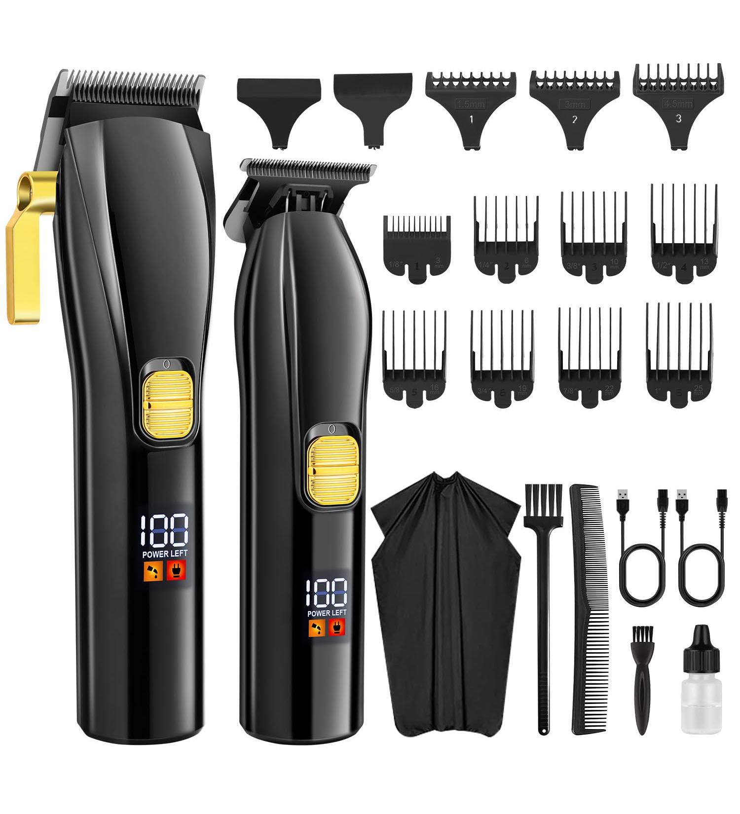 Professional Hair Trimmer and T-Blade Trimmer Kit for Men Cordless Barber Hair Trimmer Precision Hair Trimmer Beard Trimmer Set for Men with LED Display - Buy Online on GoSupps.com