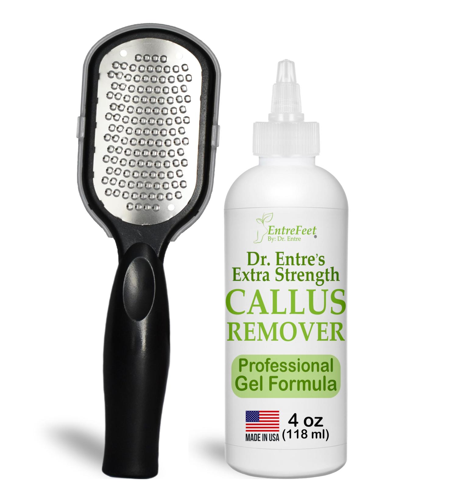 Dr. Entre Callus Remover Gel & Foot File - Extra Strength Foot Care Pedicure Kit | Spa Quality Dead Skin Scrubber 4 oz - Buy Online on GoSupps.com