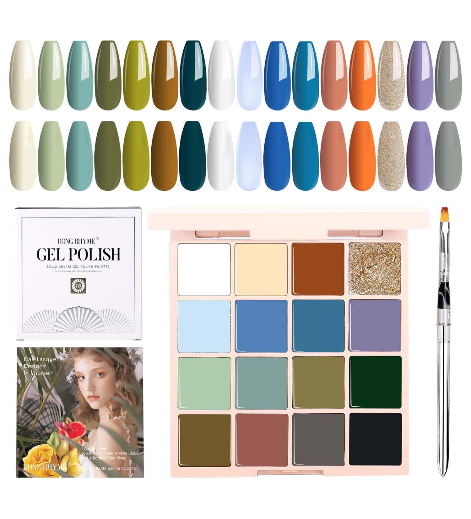 16-Color Solid Gel Nail Polish Palette - Valley Green Cream Gel & Brush Kit for Stunning Nail Art - Buy Online on GoSupps.com