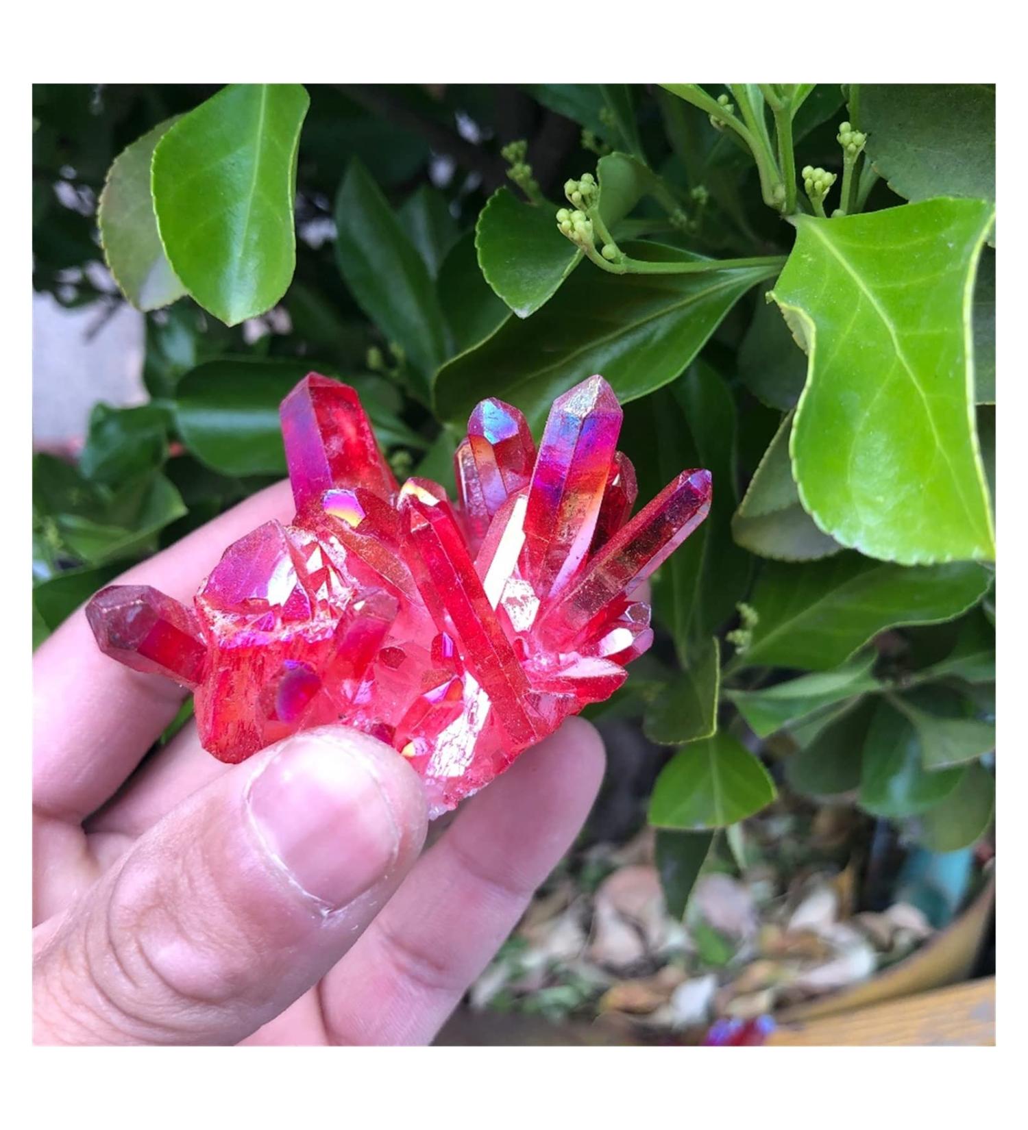 Natural Crystal Rough 1pcs Beautiful Rose Flame Aura Quartz Crystal Cluster Specimen - Buy Online on GoSupps.com