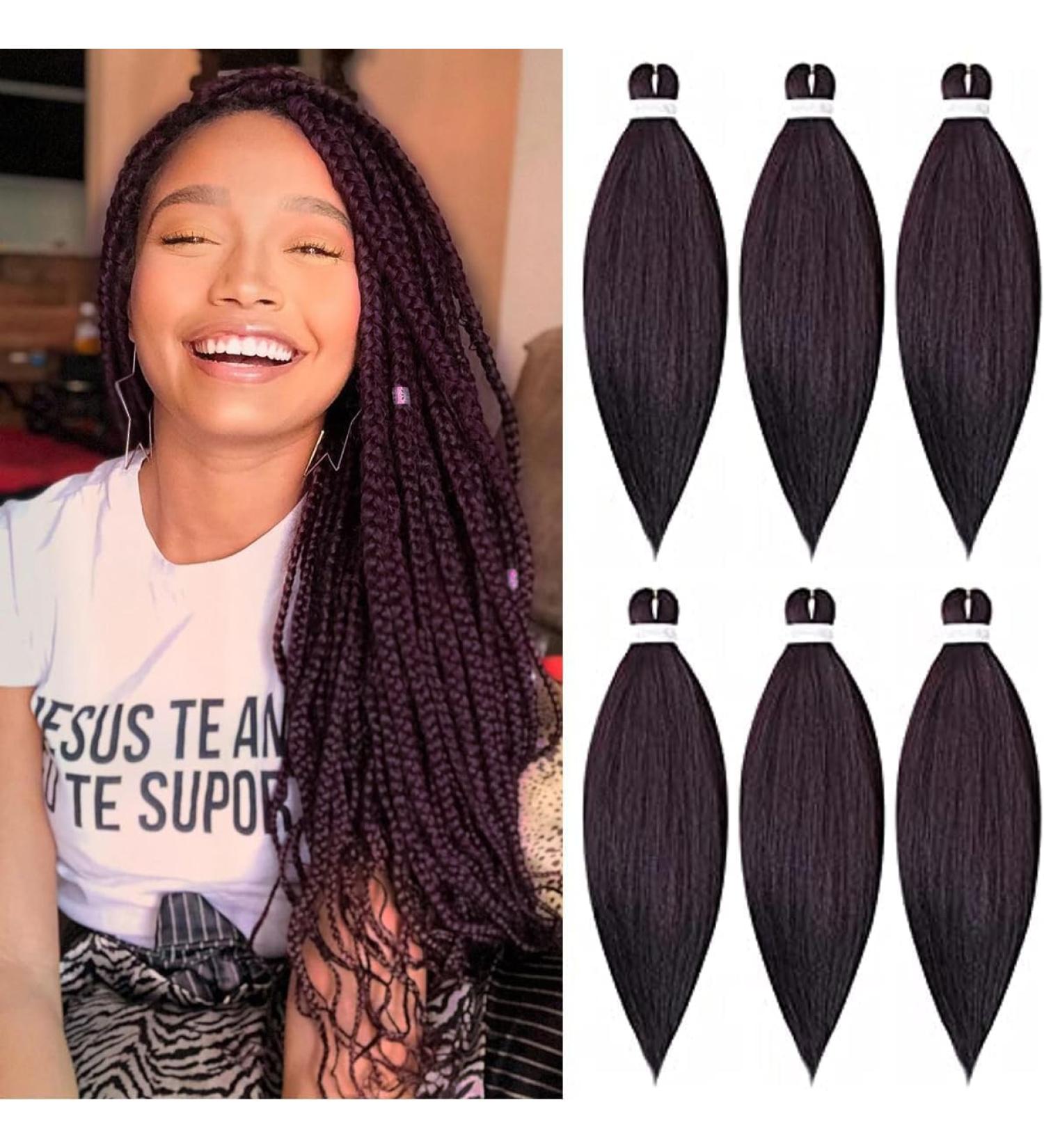 Pre-stretched Braiding Hair 26 inch 6 Packs Itch Free Synthetic Fiber Crochet EZ Braids Soft Yaki Texture Braiding Hair Extensions (99J#) 26 Inch (Pack of 6) 99J# - Buy Online on GoSupps.com