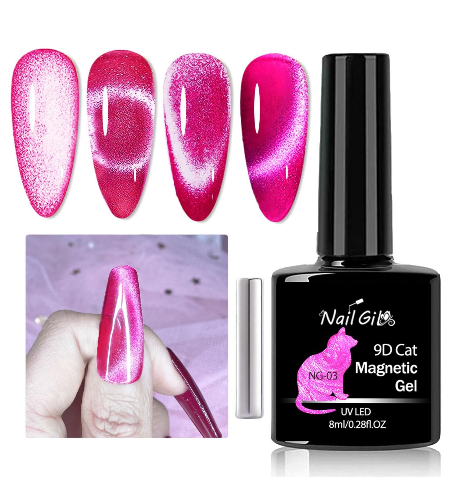 NAILGIL Cat Eye Gel Nail Polish with Magnet Cat Eye Gel Nail Polish UV Gel Nail Polish Galaxy Soaking Holographic Cat Eyes Nail Polish Gel for Nail Art Manicure Salon DIY Jelly Rose - Buy Online on GoSupps.com