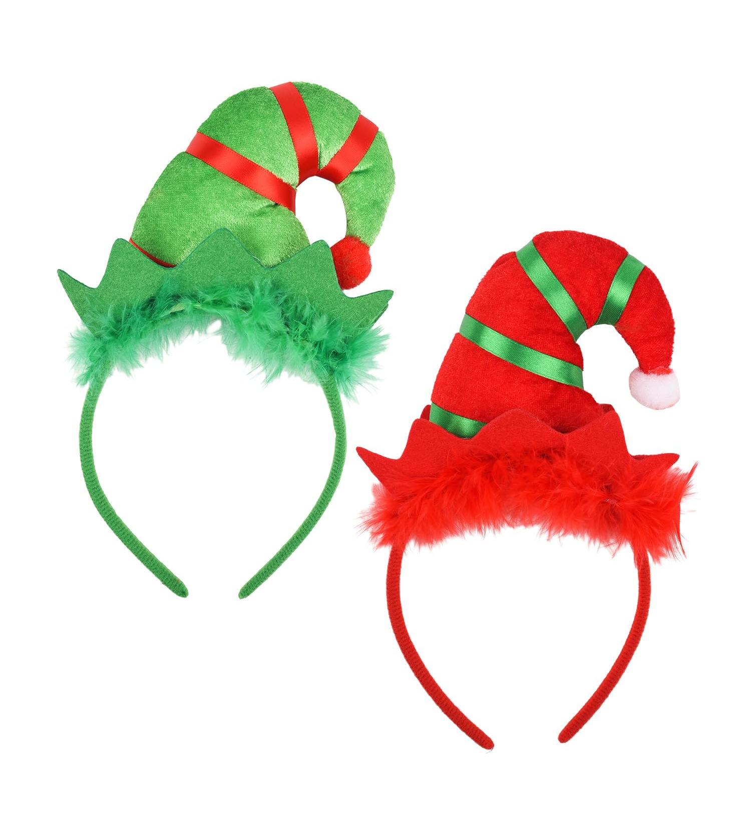 MFUOE 2 Pieces Christmas Elf Headband Mini Hats Headband Novelty Plush Headdress for Christmas Party Holiday Hair Accessories Xmas Favrors Gifts - Buy Online on GoSupps.com