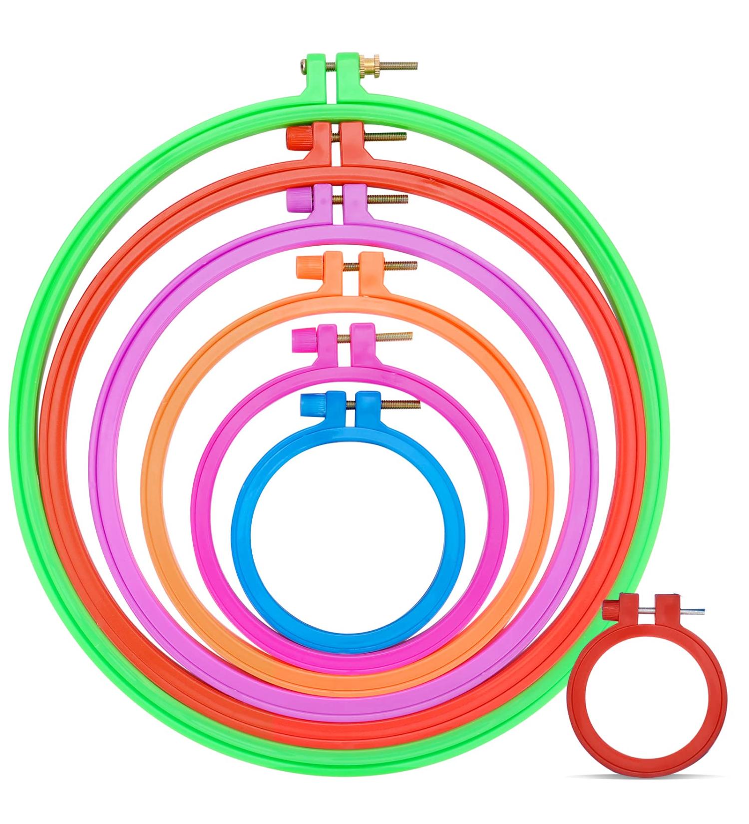 Caydo 7-Piece Plastic Embroidery Hoops Set - 2.3 to 10.2 inch Multicolor Cross Stitch Hoops for Embroidery - Buy Online on GoSupps.com