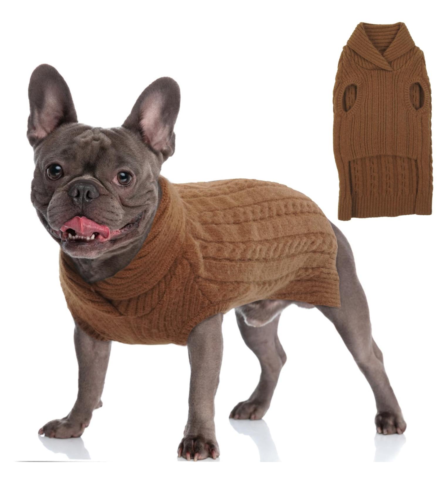 Hjumarayan Dog Sweater for Small Dogs - Soft & Warm Reversible Knit Sweater for Yorkshire Jack Russell Chihuahua & Cat (Brown XS) - Buy Online on GoSupps.com