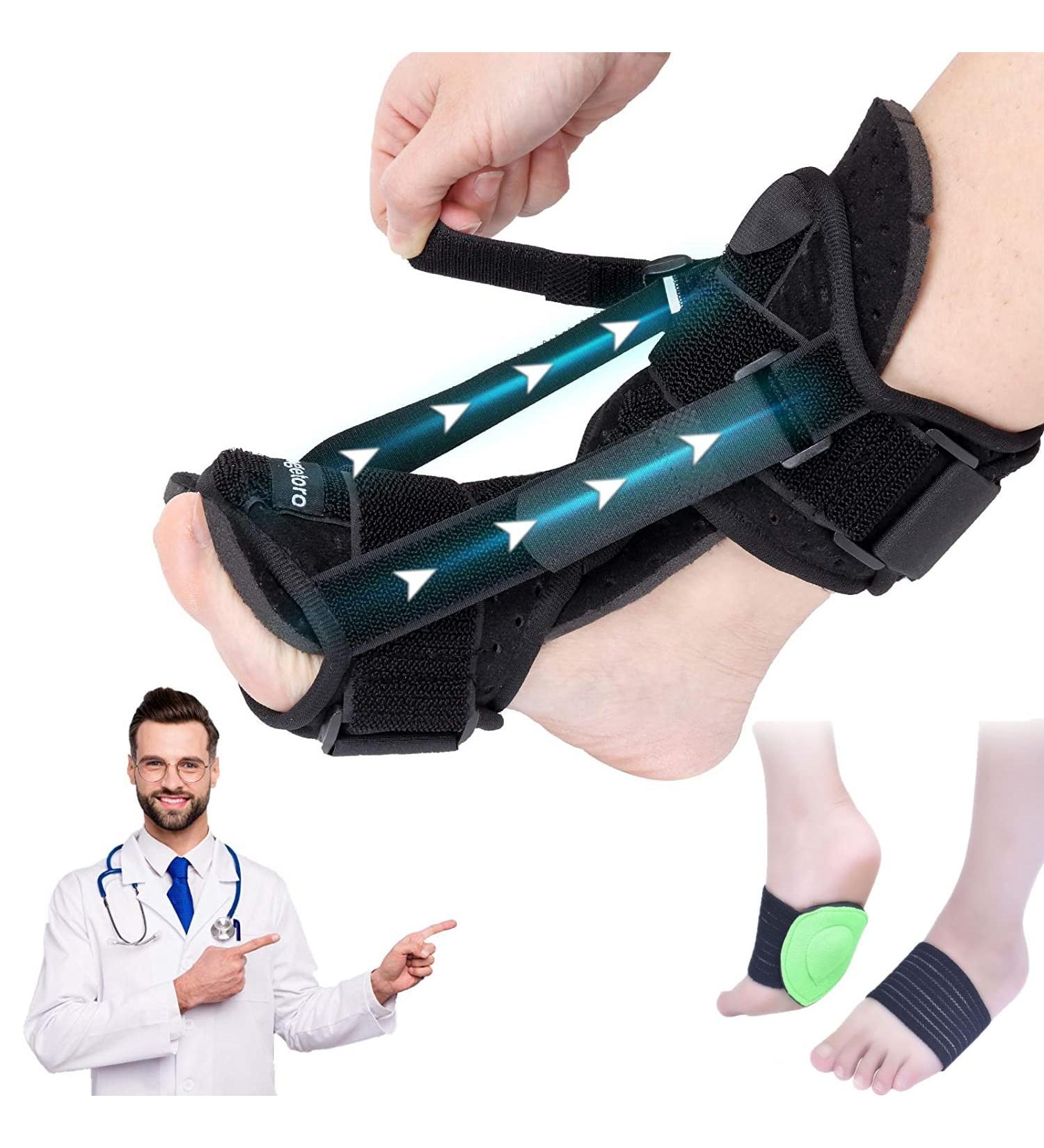 Plantar Fasciitis Night Splint for Foot and Achilles Support - Adjustable Dorsal Brace for Pain Relief - Black - Buy Online on GoSupps.com