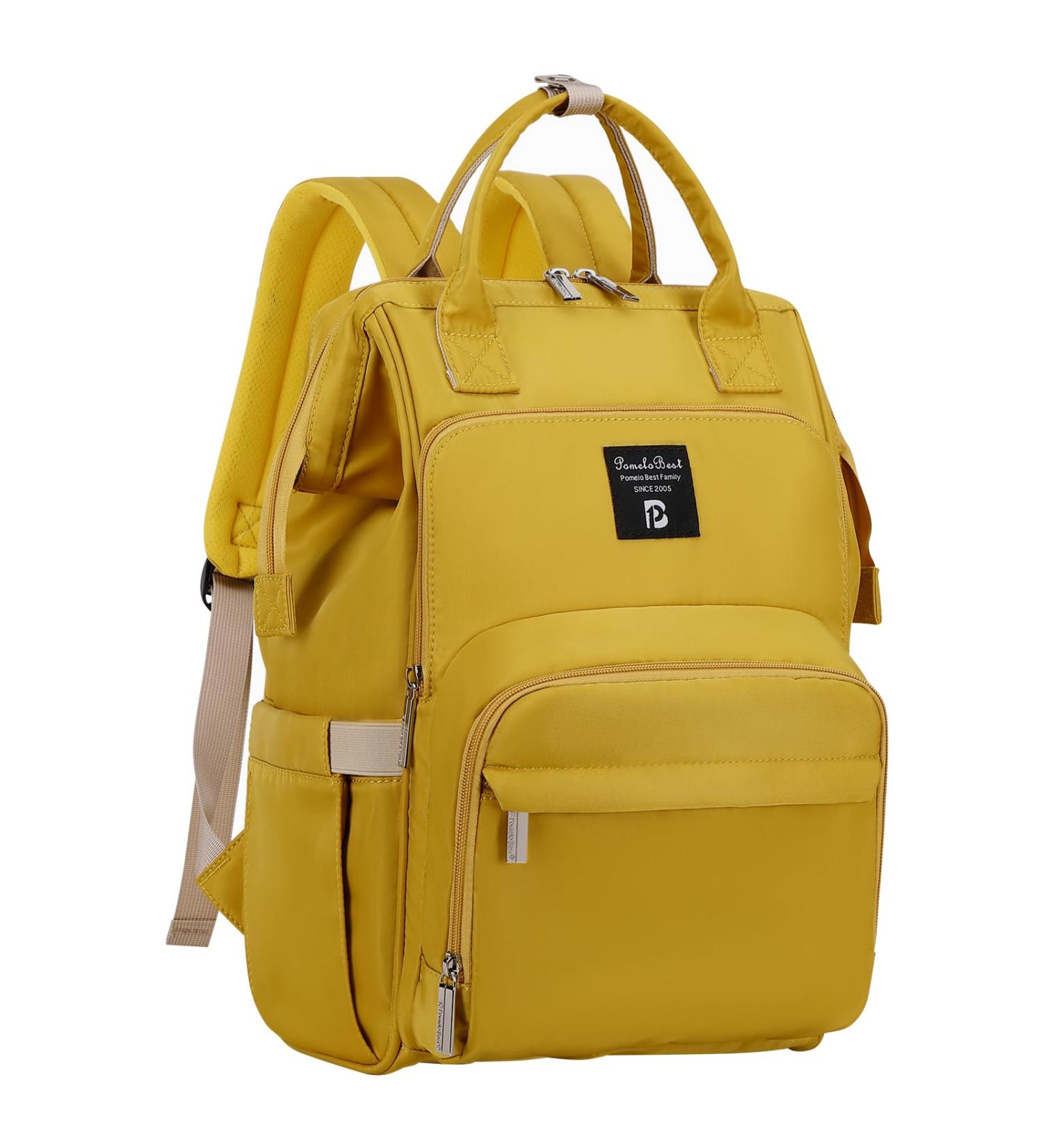 Pomelo Best Baby Diaper Backpack | Macaron Diaper Bag with Waterproof Changing Pad | Large Capacity Travel Bag in Yellow - Buy Online on GoSupps.com